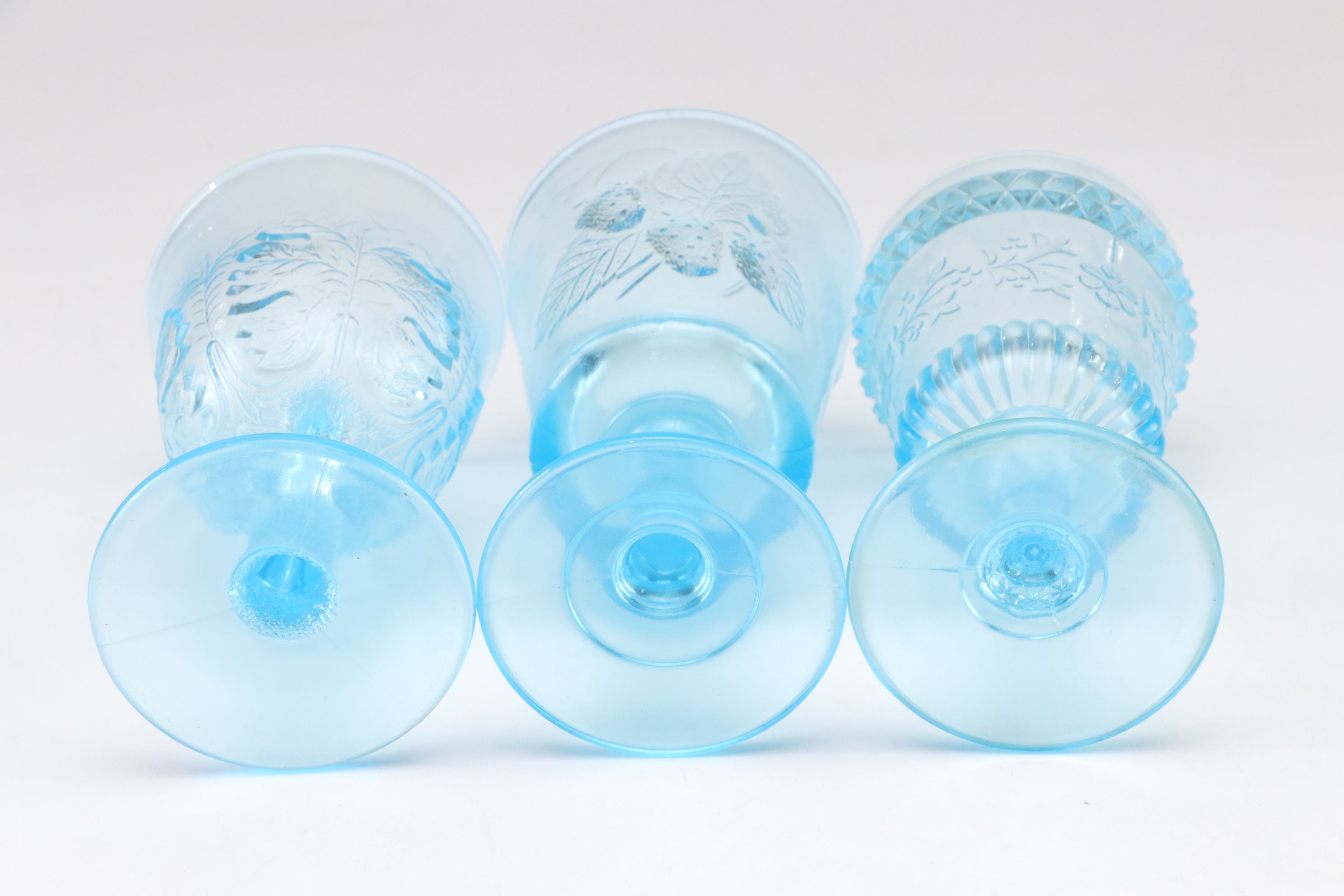 Blue Glass Stemware, Child's Mug, Toothpick Holders, and Avon Opalescent Vase