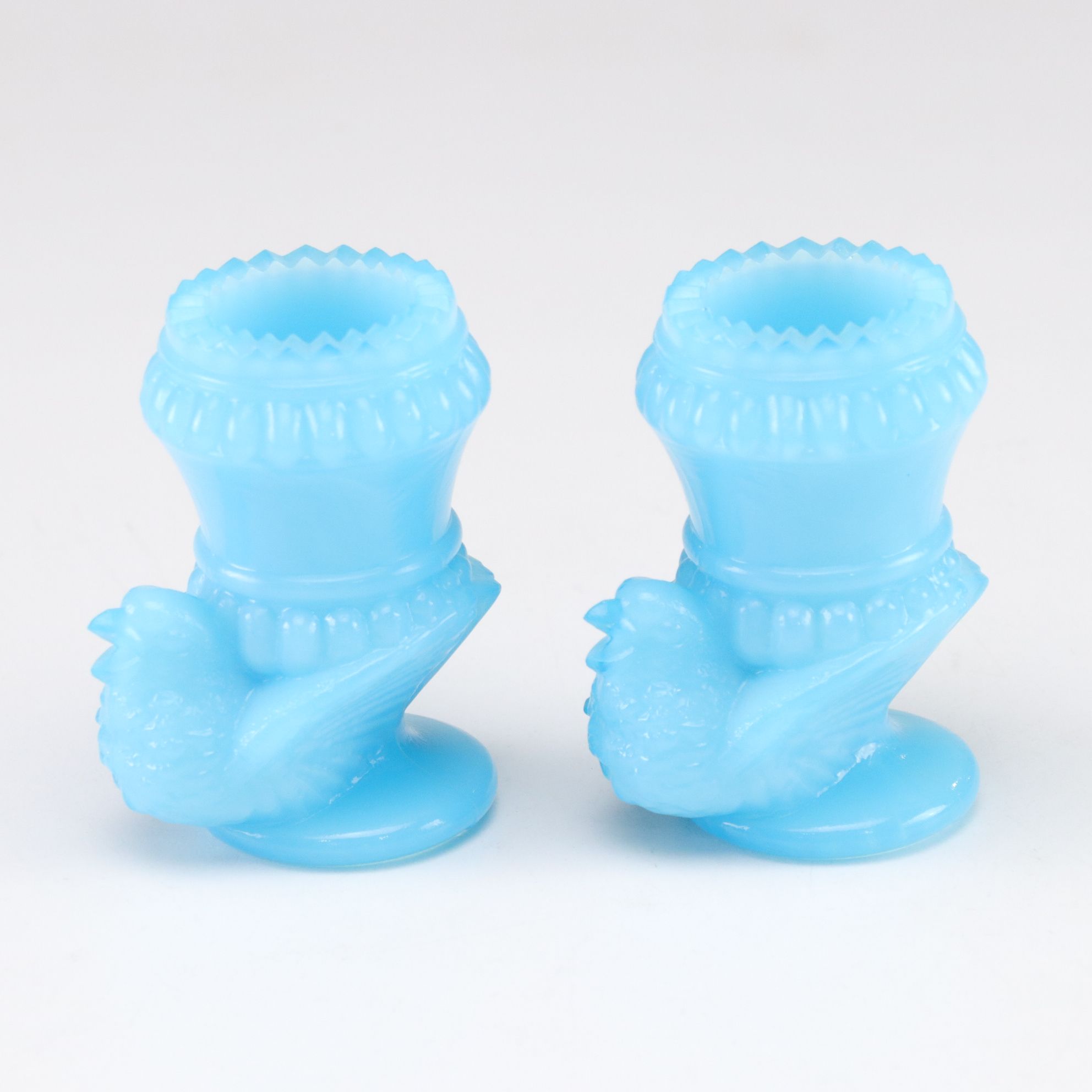 Blue Glass Stemware, Child's Mug, Toothpick Holders, and Avon Opalescent Vase