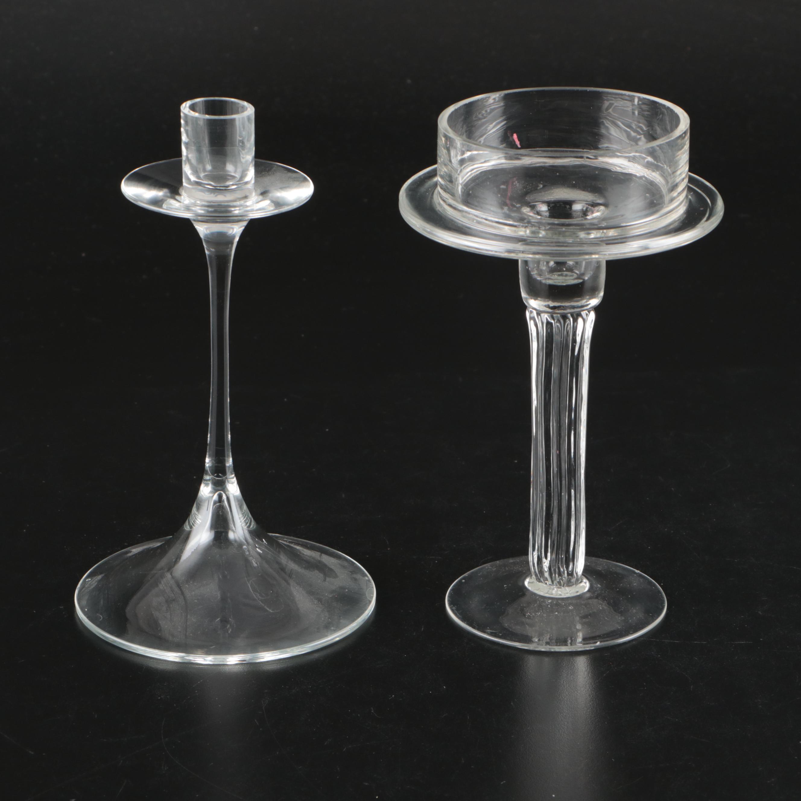 Orrefors "Gabriel" with Other Glass Candlesticks and Holders