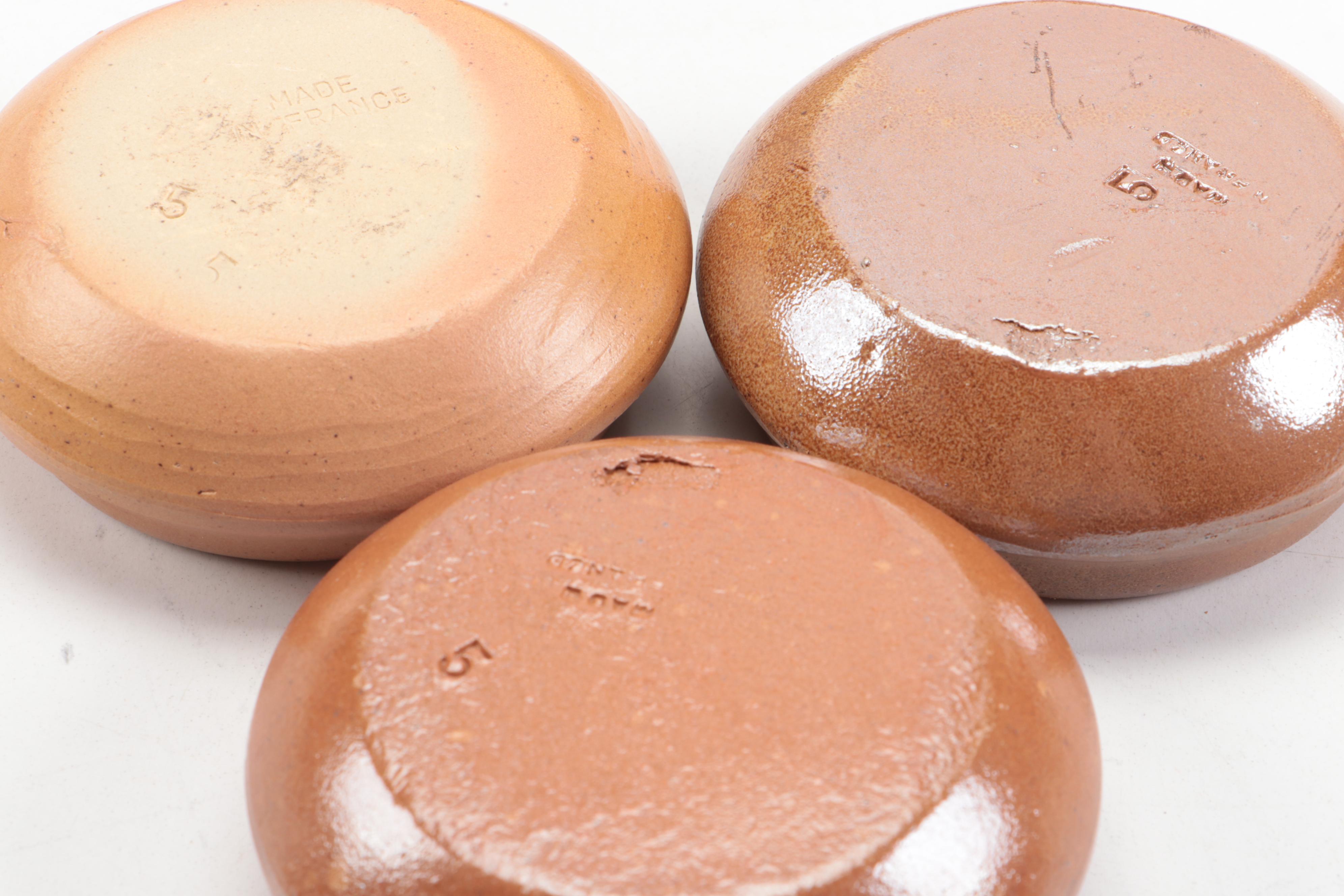 French Country Style Ceramic Bowls and Lidded Jar