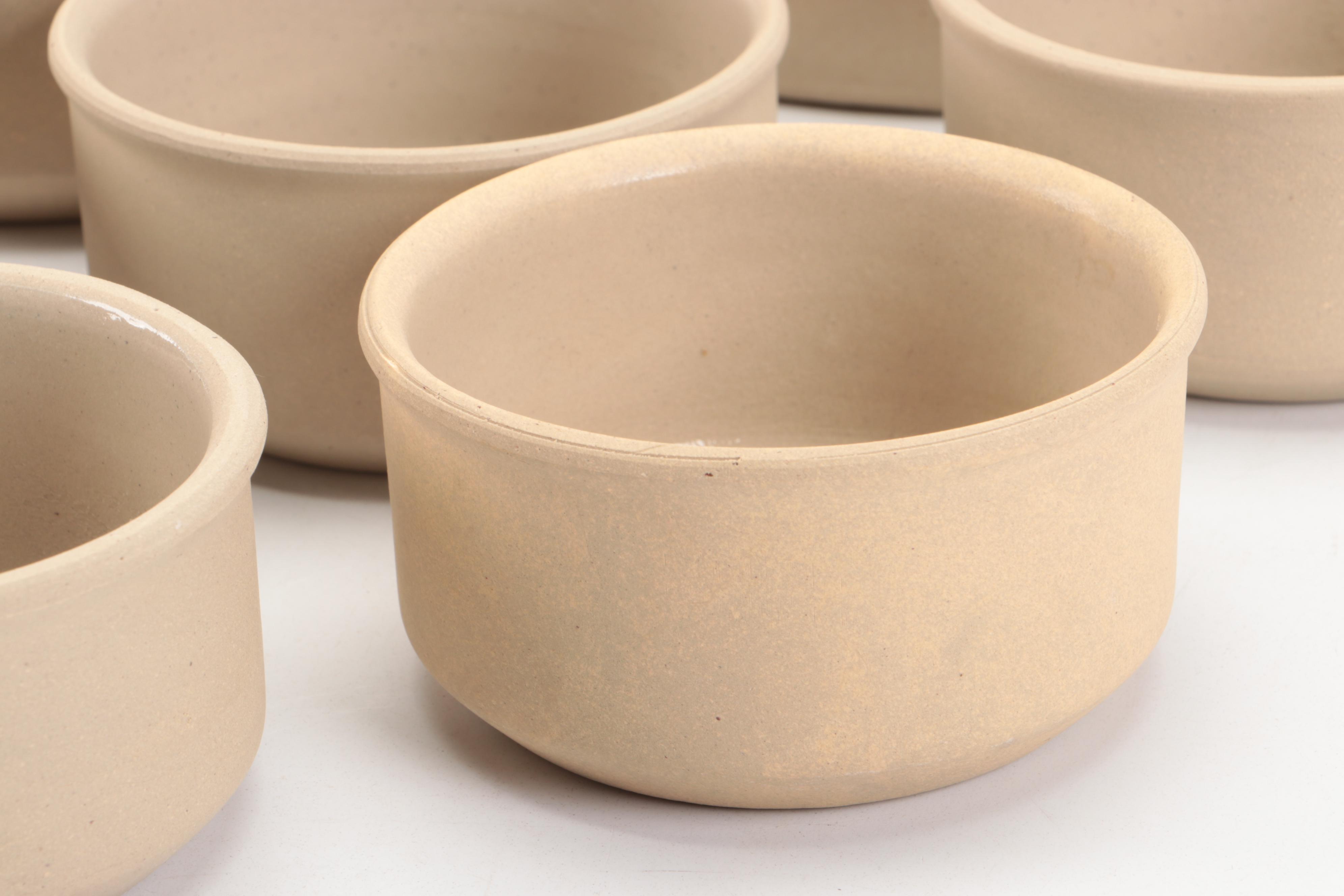 French Country Style Ceramic Bowls and Lidded Jar