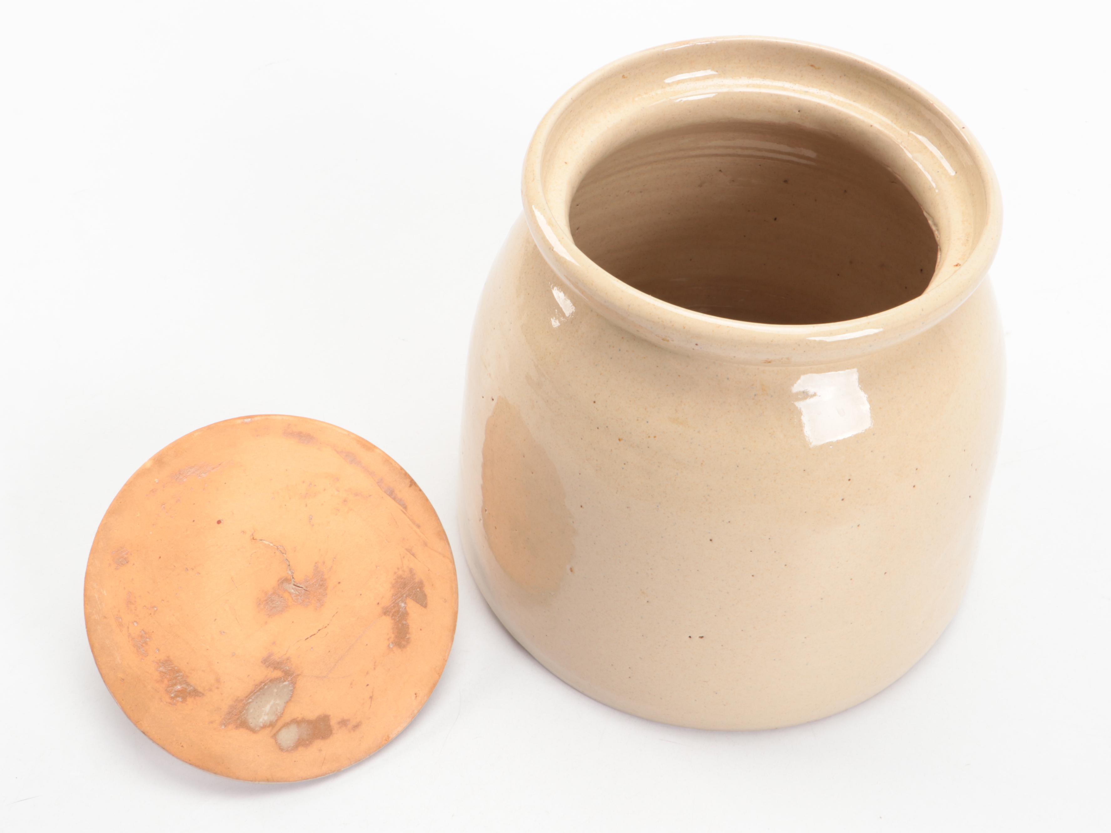 French Country Style Ceramic Bowls and Lidded Jar