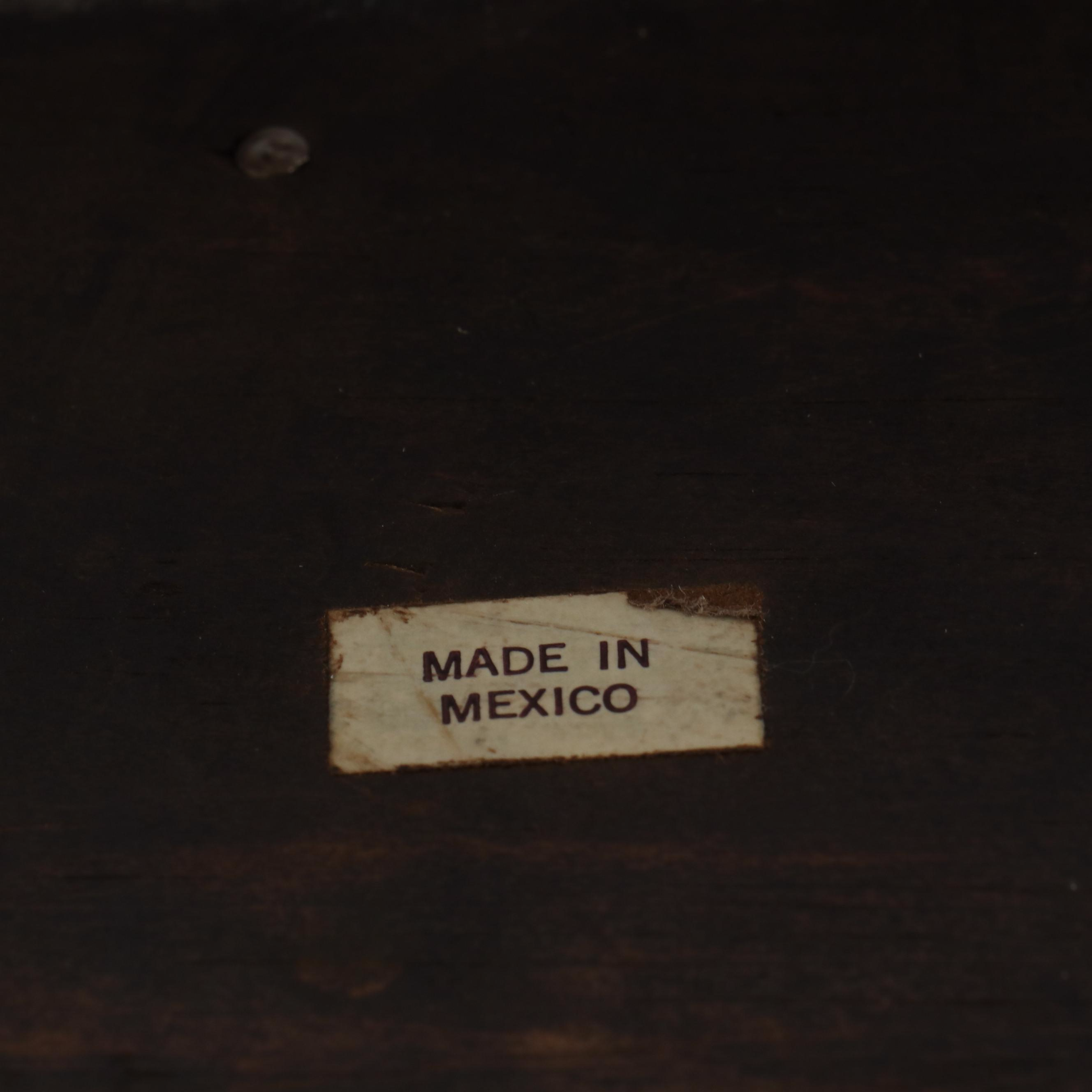 Mexican Painted Floral Carved Wood Decorative Box