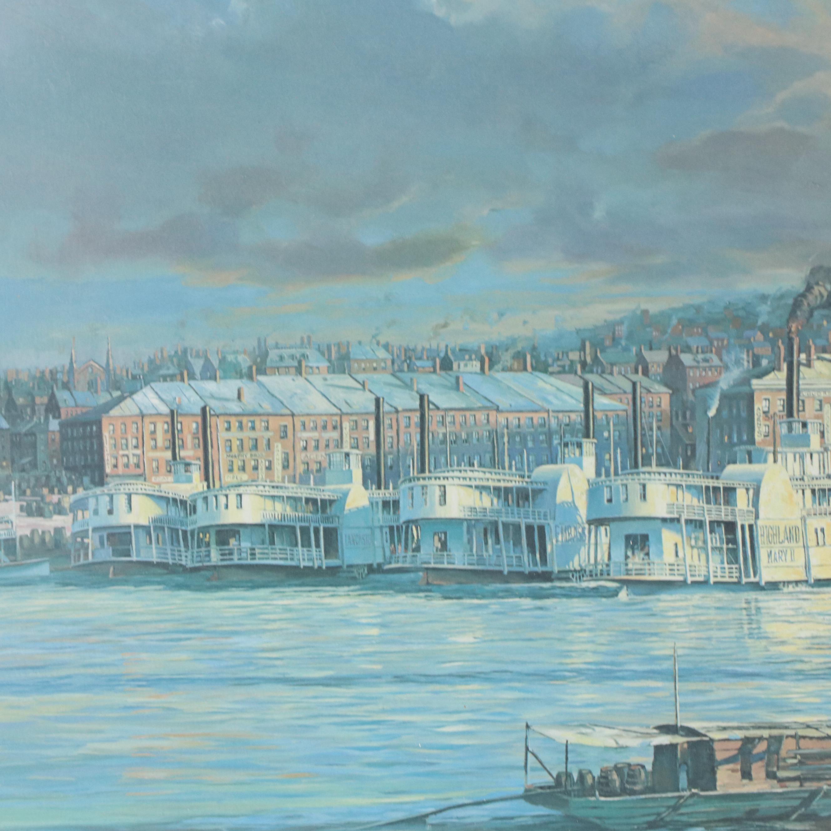 Michael Blaser Offset Lithograph "The Public Landing," 1991