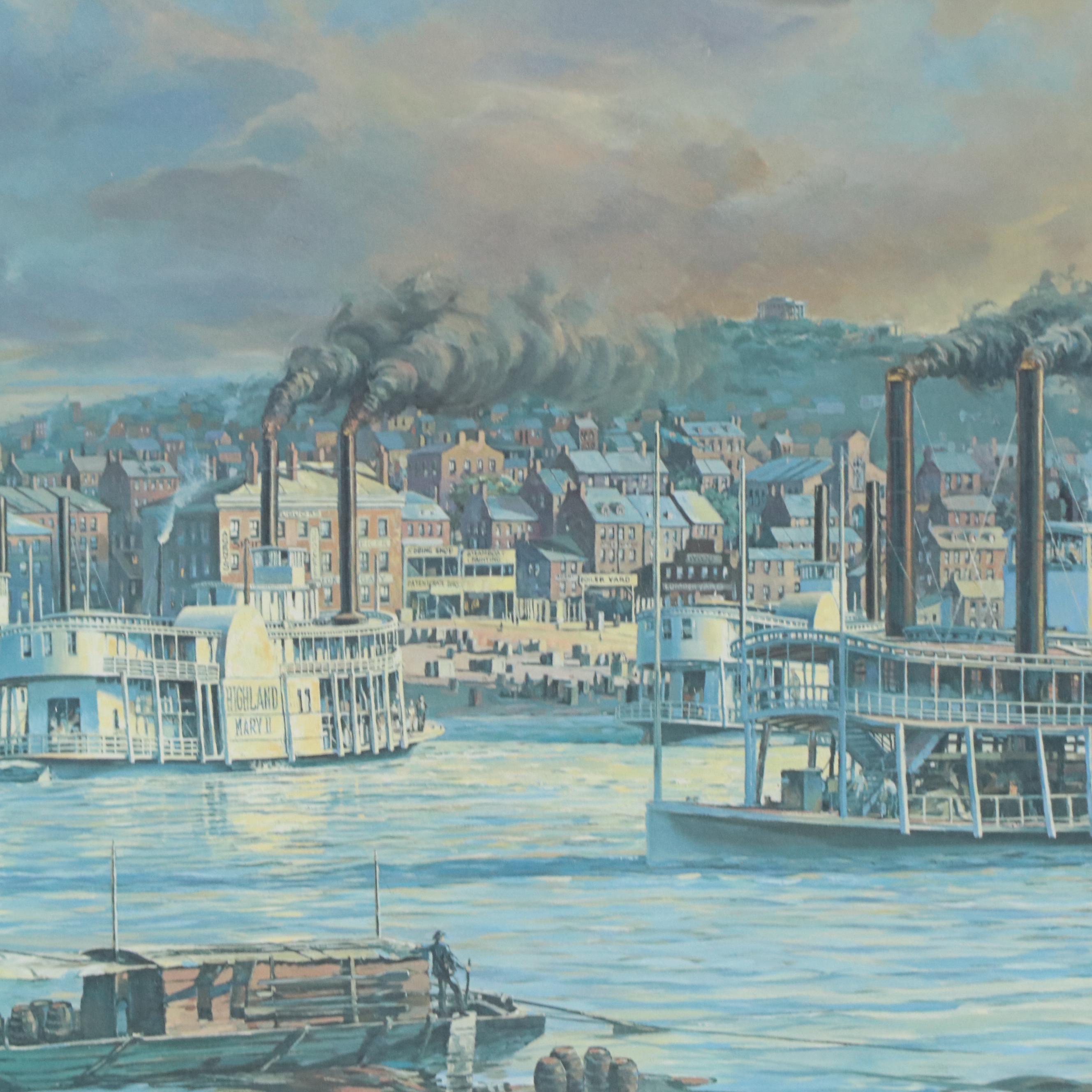 Michael Blaser Offset Lithograph "The Public Landing," 1991