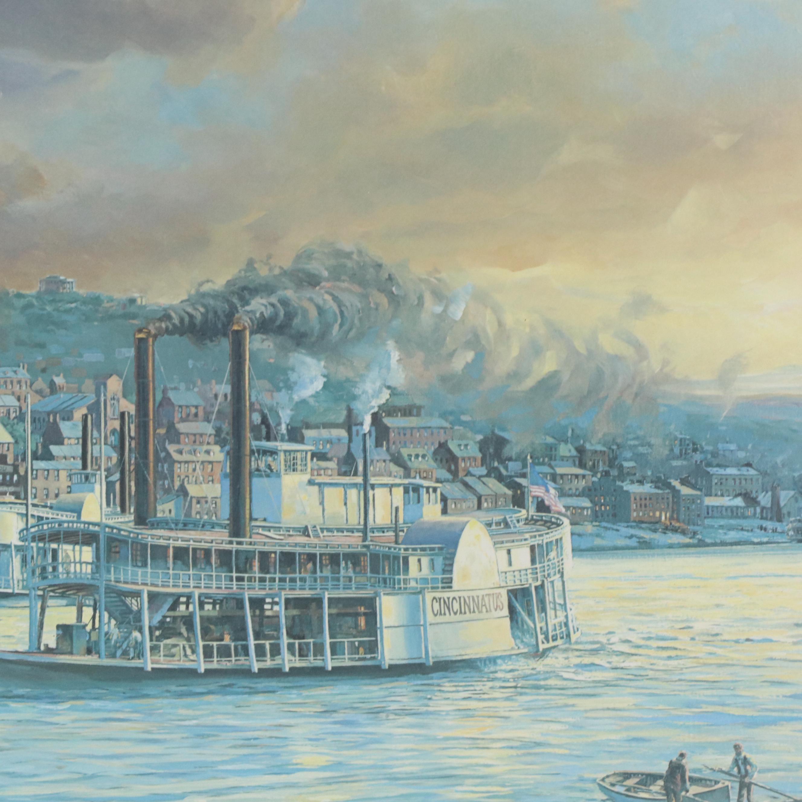 Michael Blaser Offset Lithograph "The Public Landing," 1991