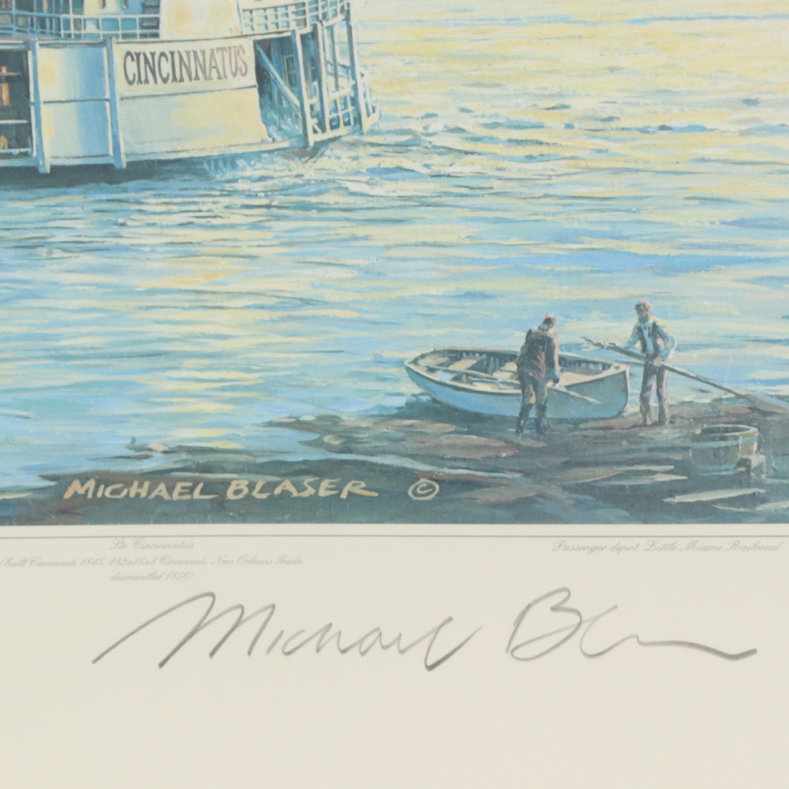 Michael Blaser Offset Lithograph "The Public Landing," 1991