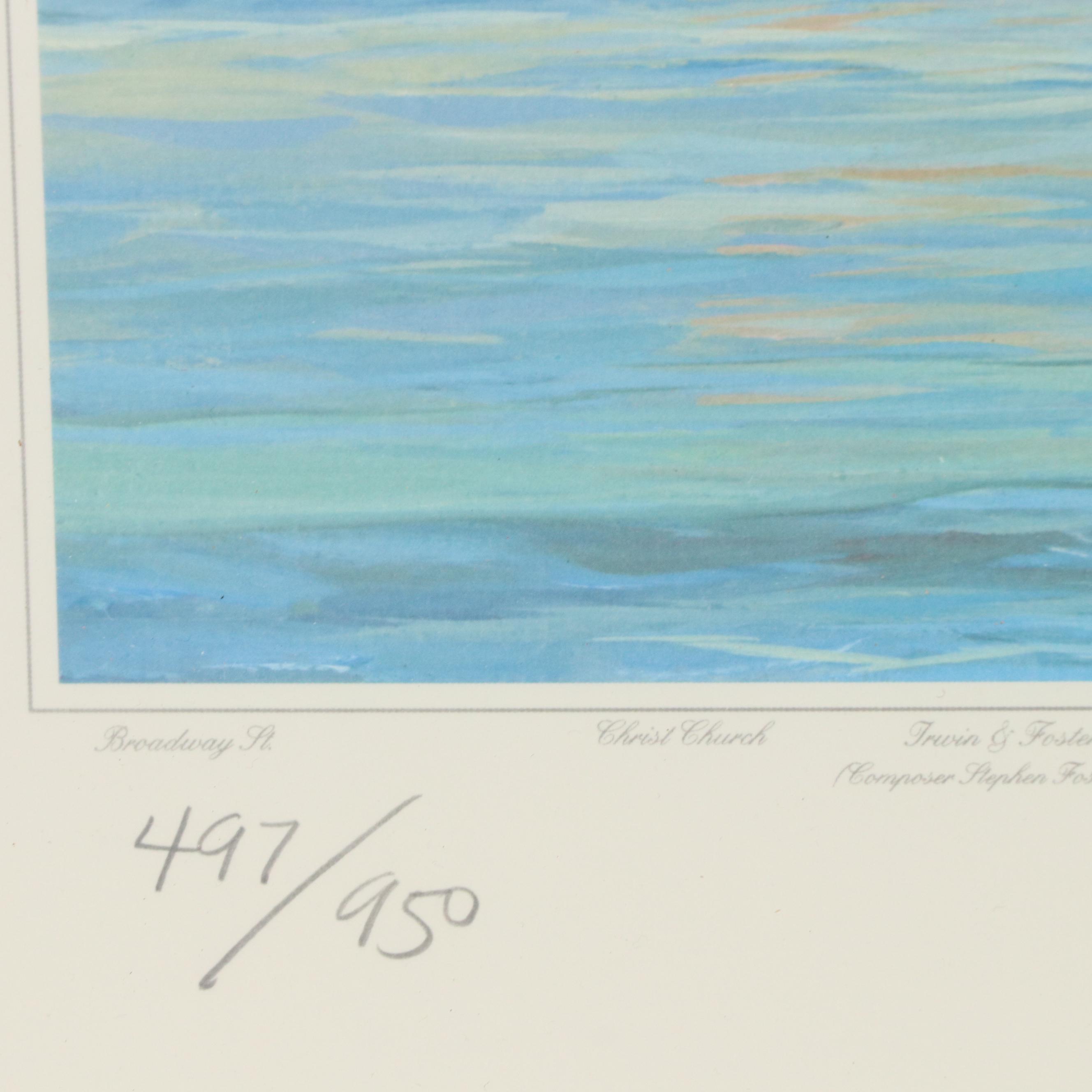 Michael Blaser Offset Lithograph "The Public Landing," 1991