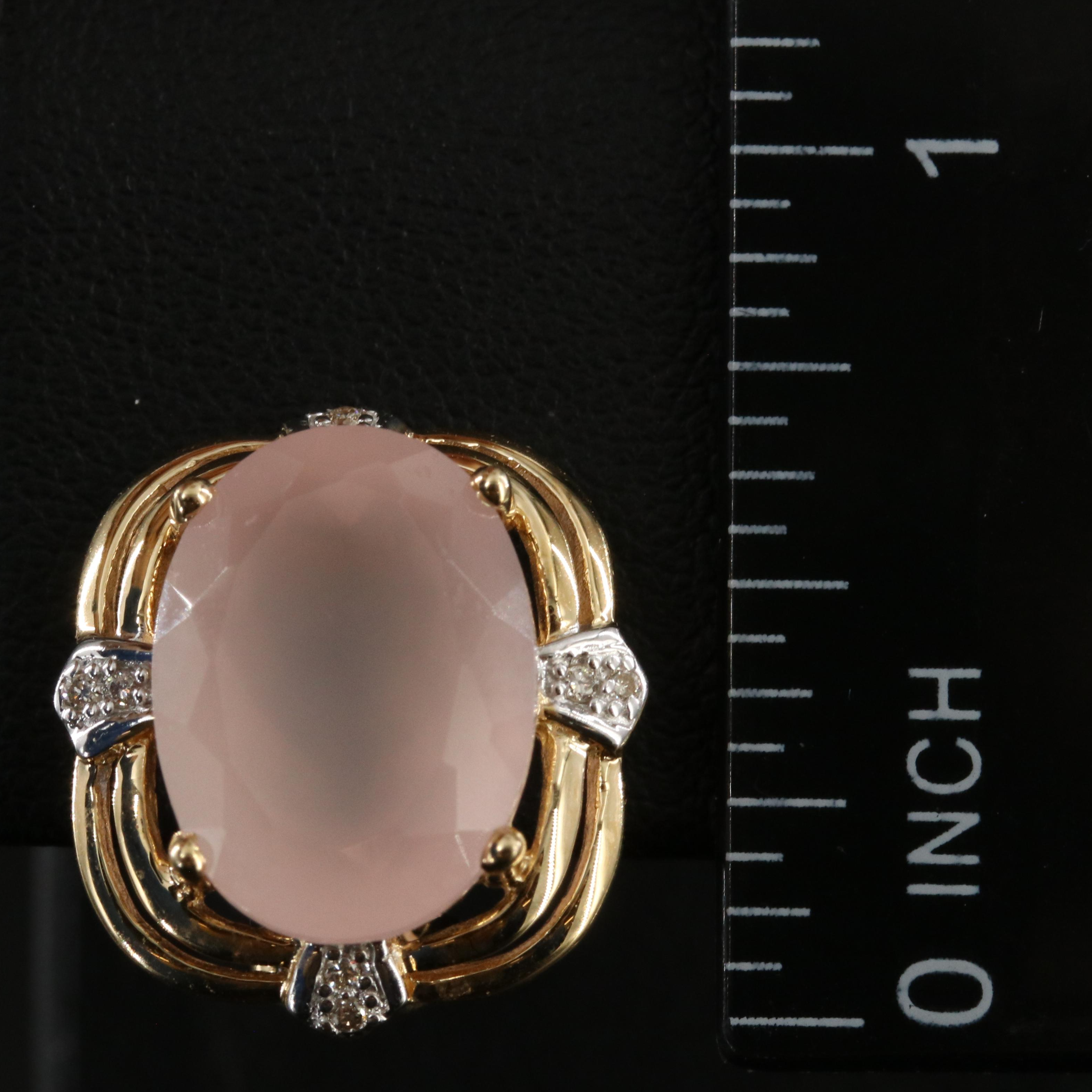 14K Rose Quartz and Diamond Earrings