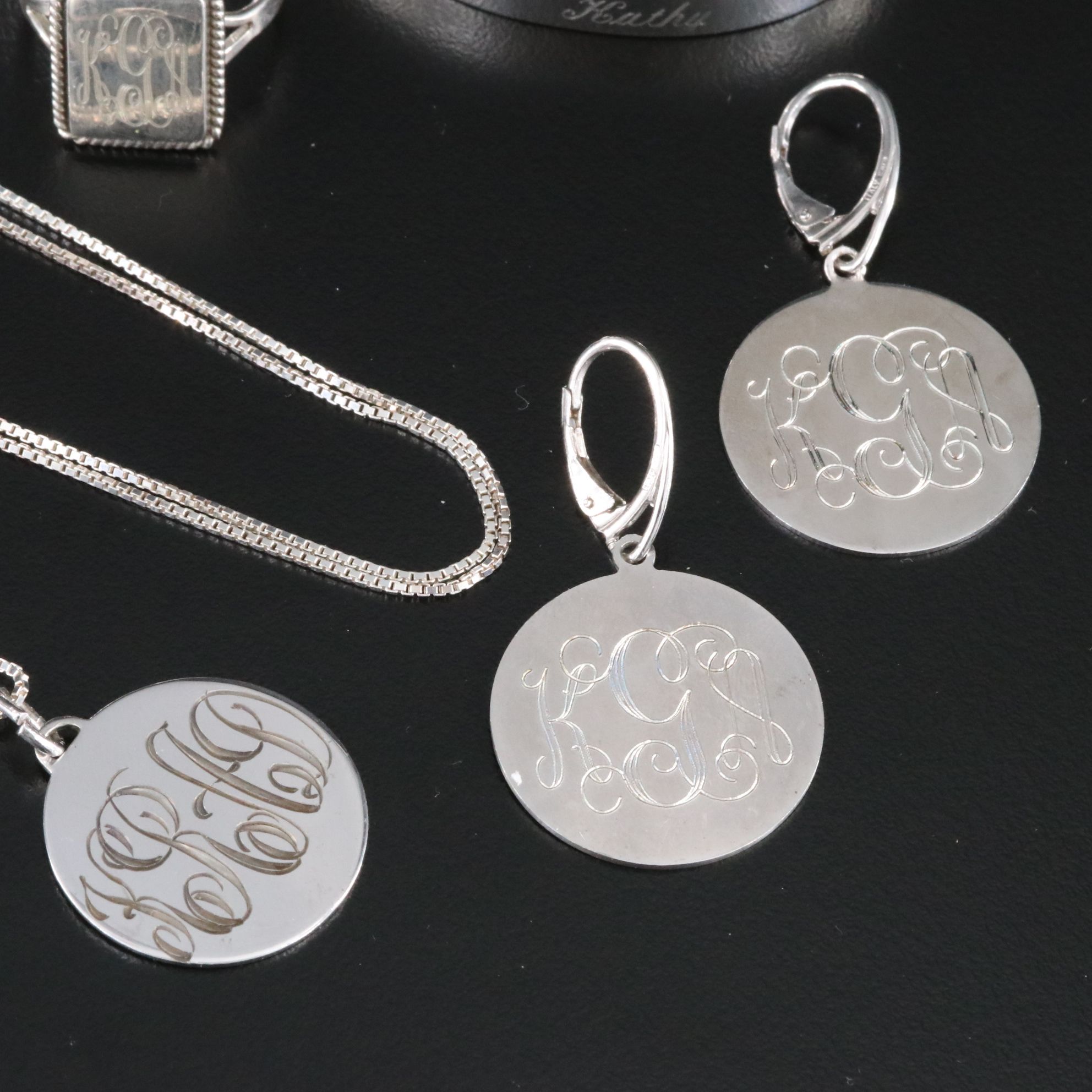 Sterling Monogrammed Jewelry Collection Including Leonore Doskow