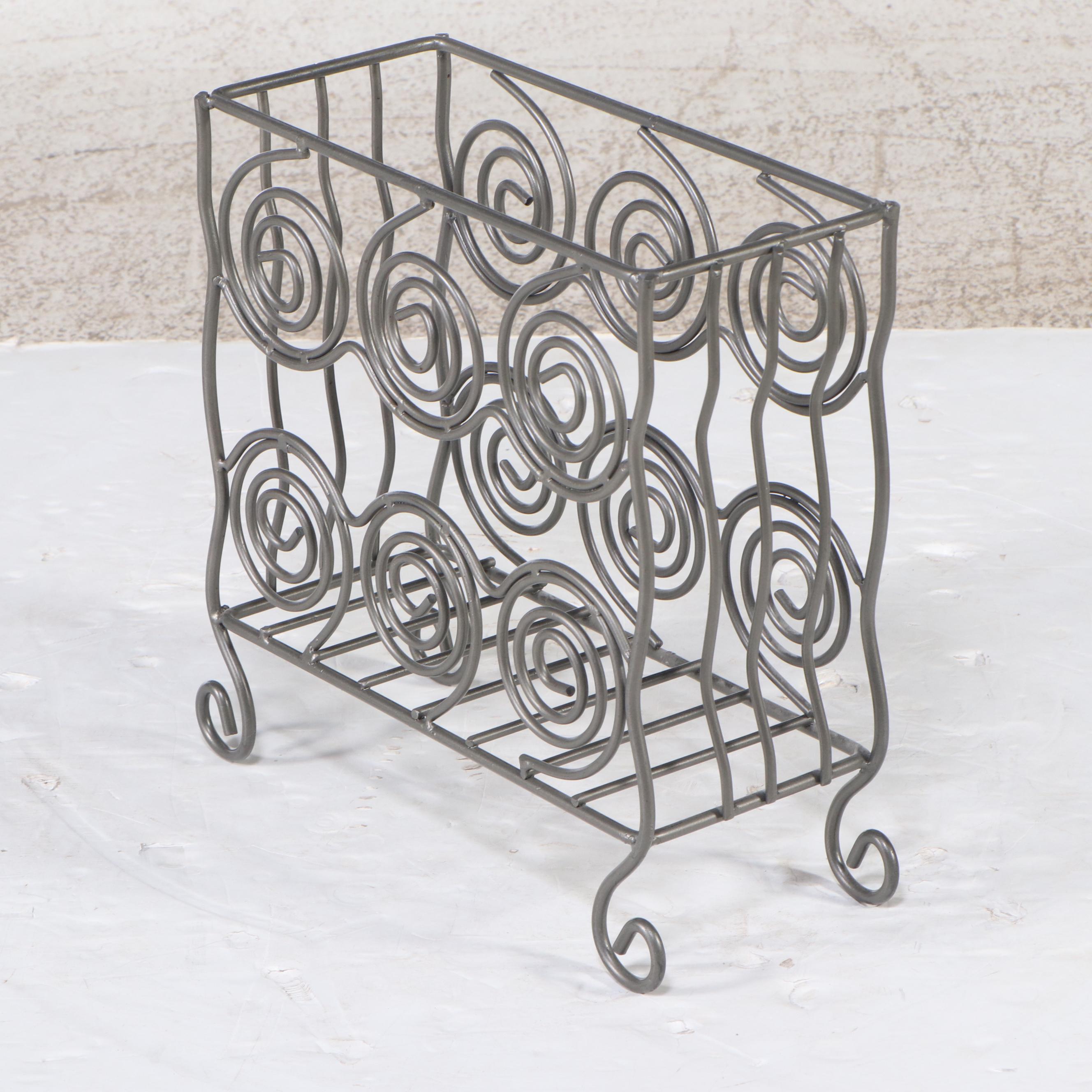 Contemporary Spiral Metal Magazine Rack