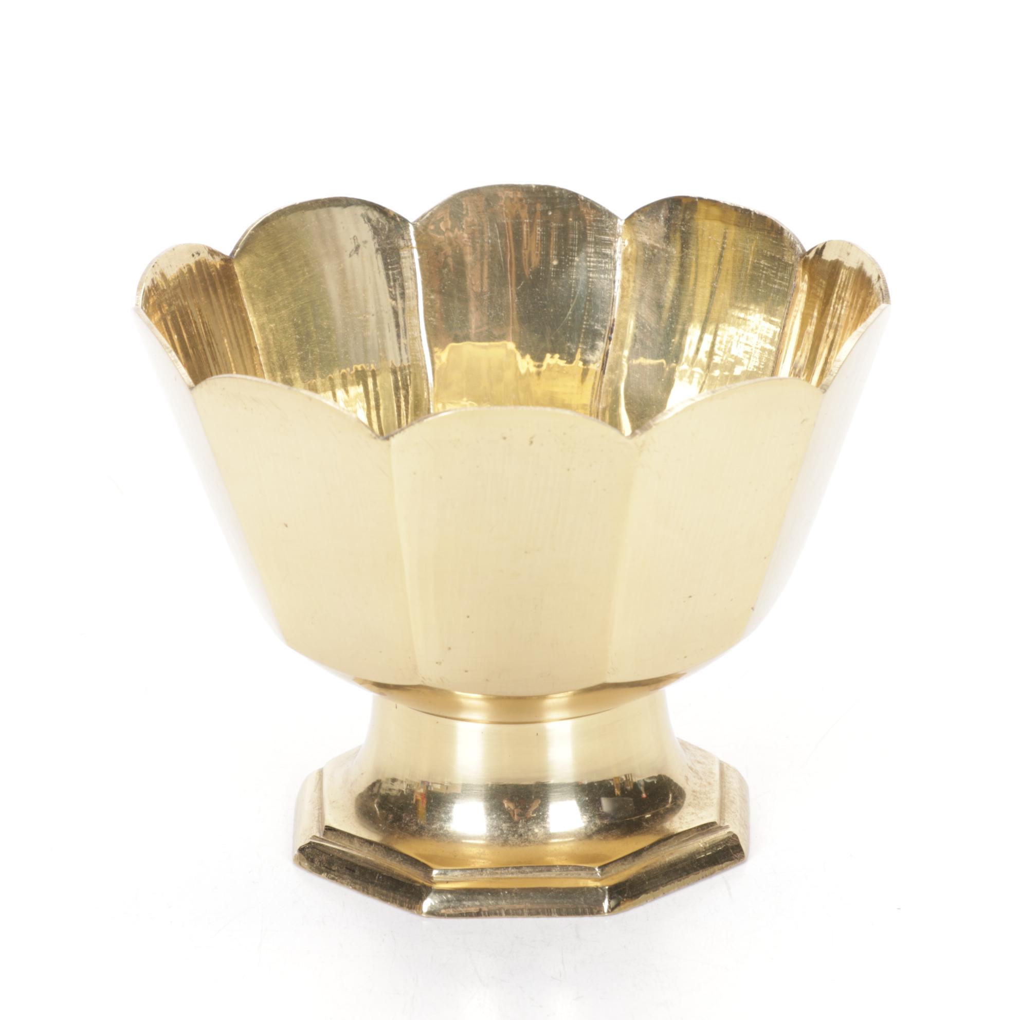 Brass Squirrel Nut Cracker, Bull Figurine, and Bowl, Late 20th to 21st Century