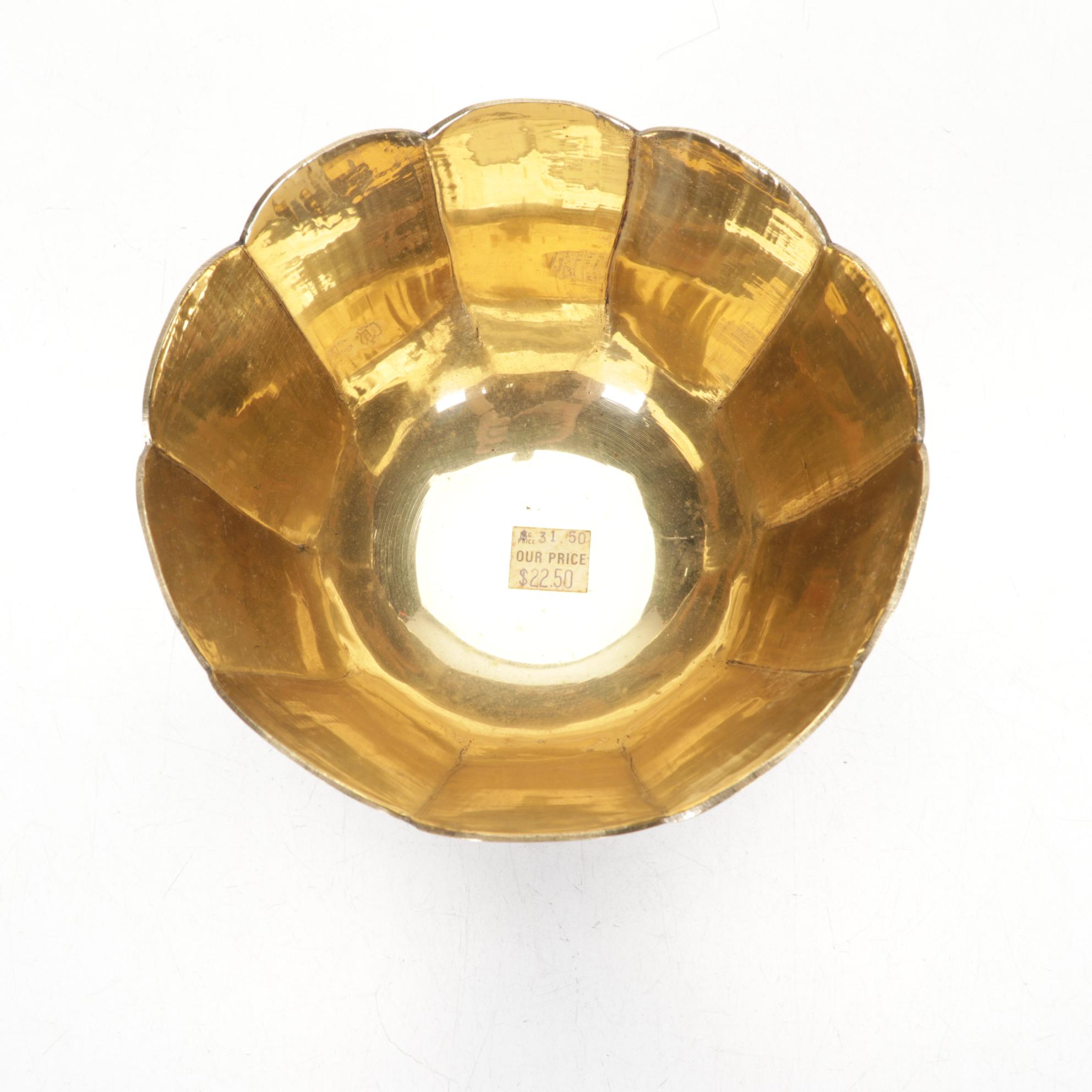 Brass Squirrel Nut Cracker, Bull Figurine, and Bowl, Late 20th to 21st Century