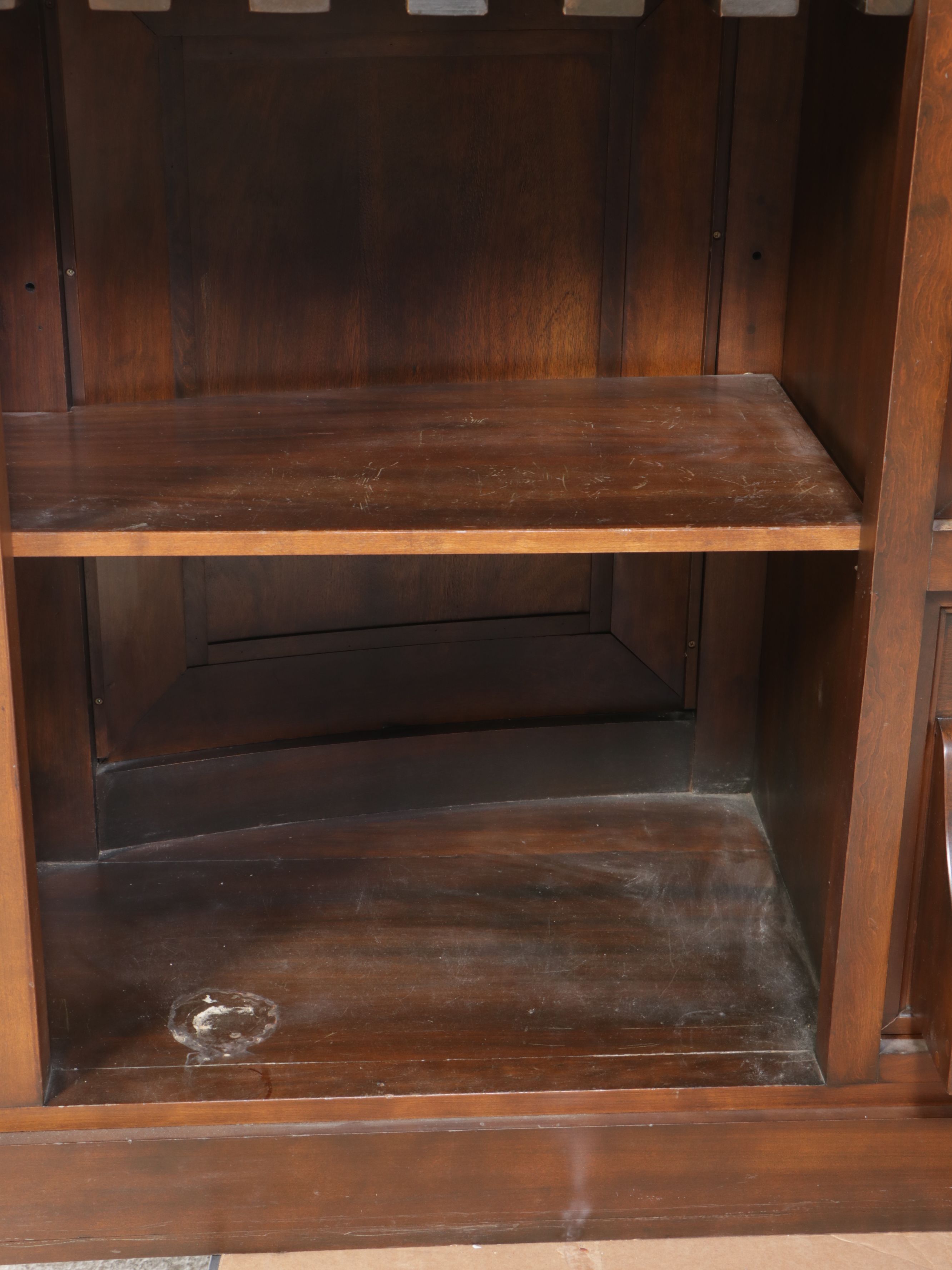 Mahogany Finish Home Bar with Marble Inlay Top