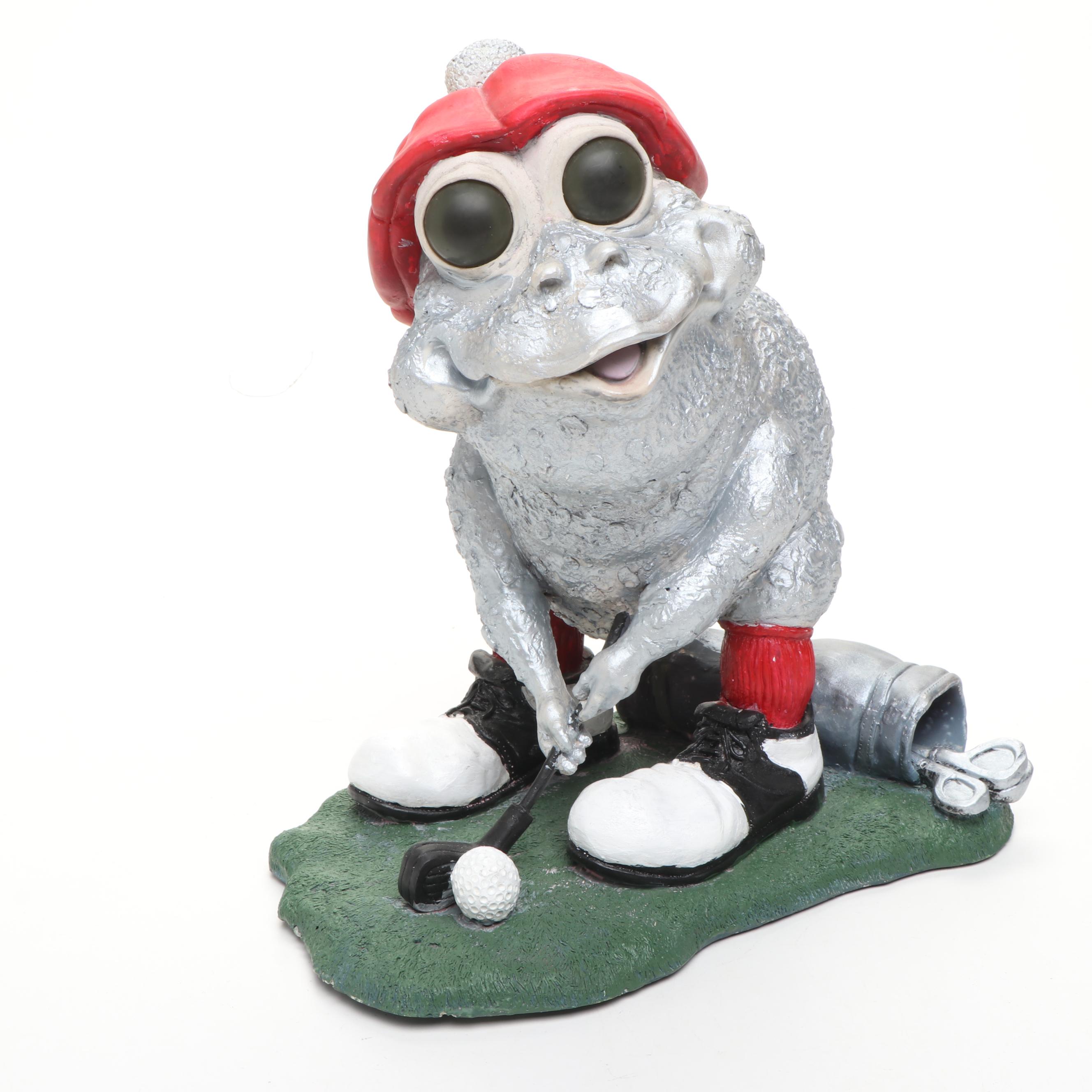 Novelty Golfer Frog Figurine