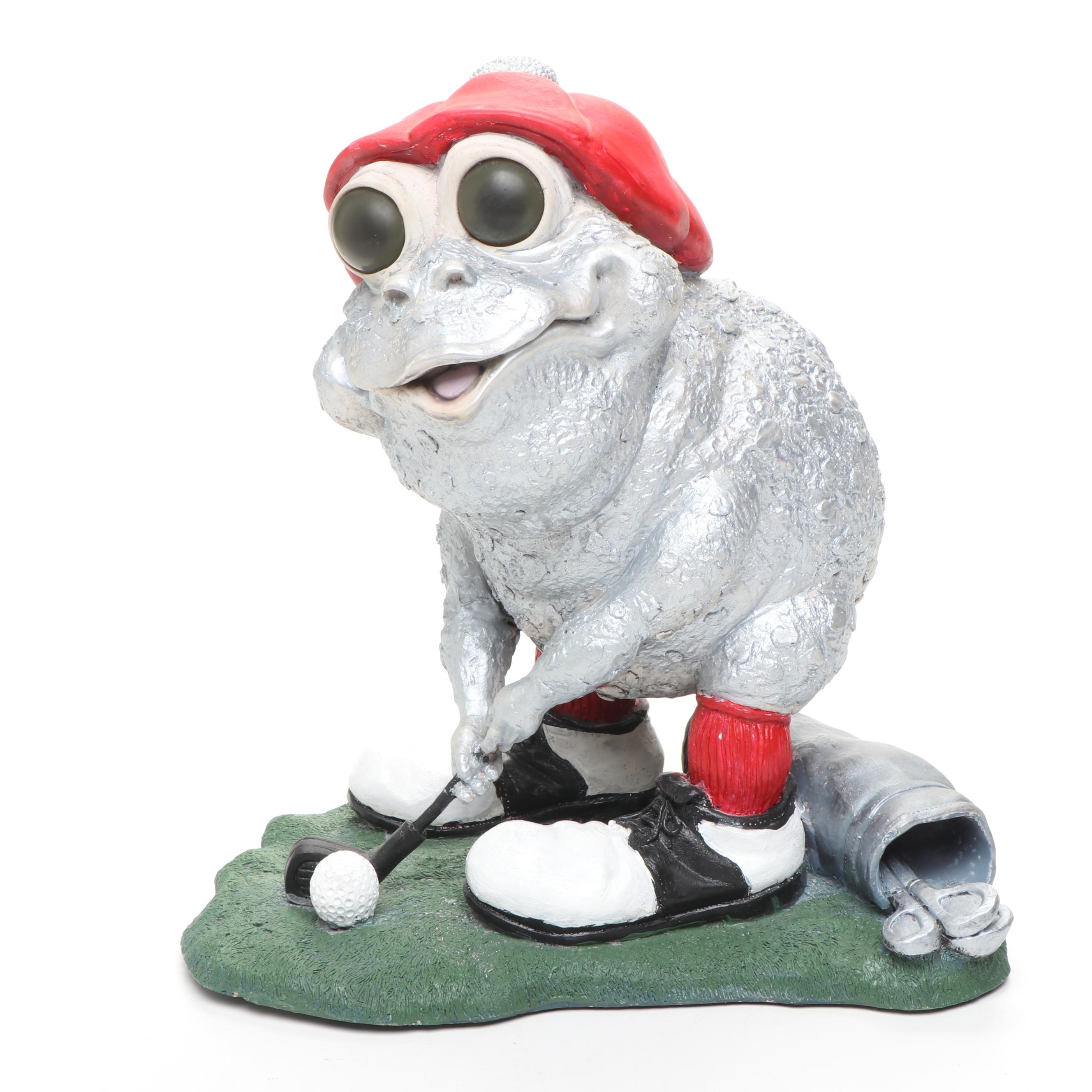 Novelty Golfer Frog Figurine