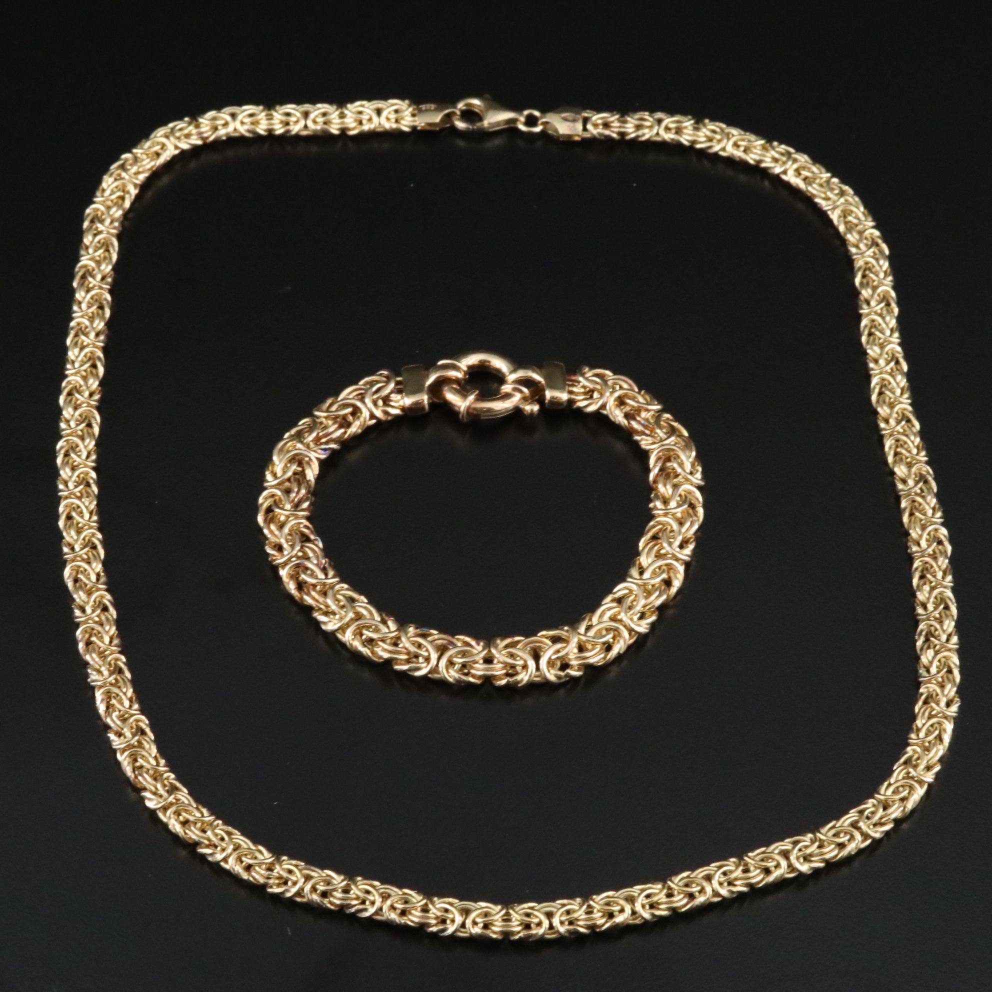 Sterling Byzantine Chain Necklace and Bracelet