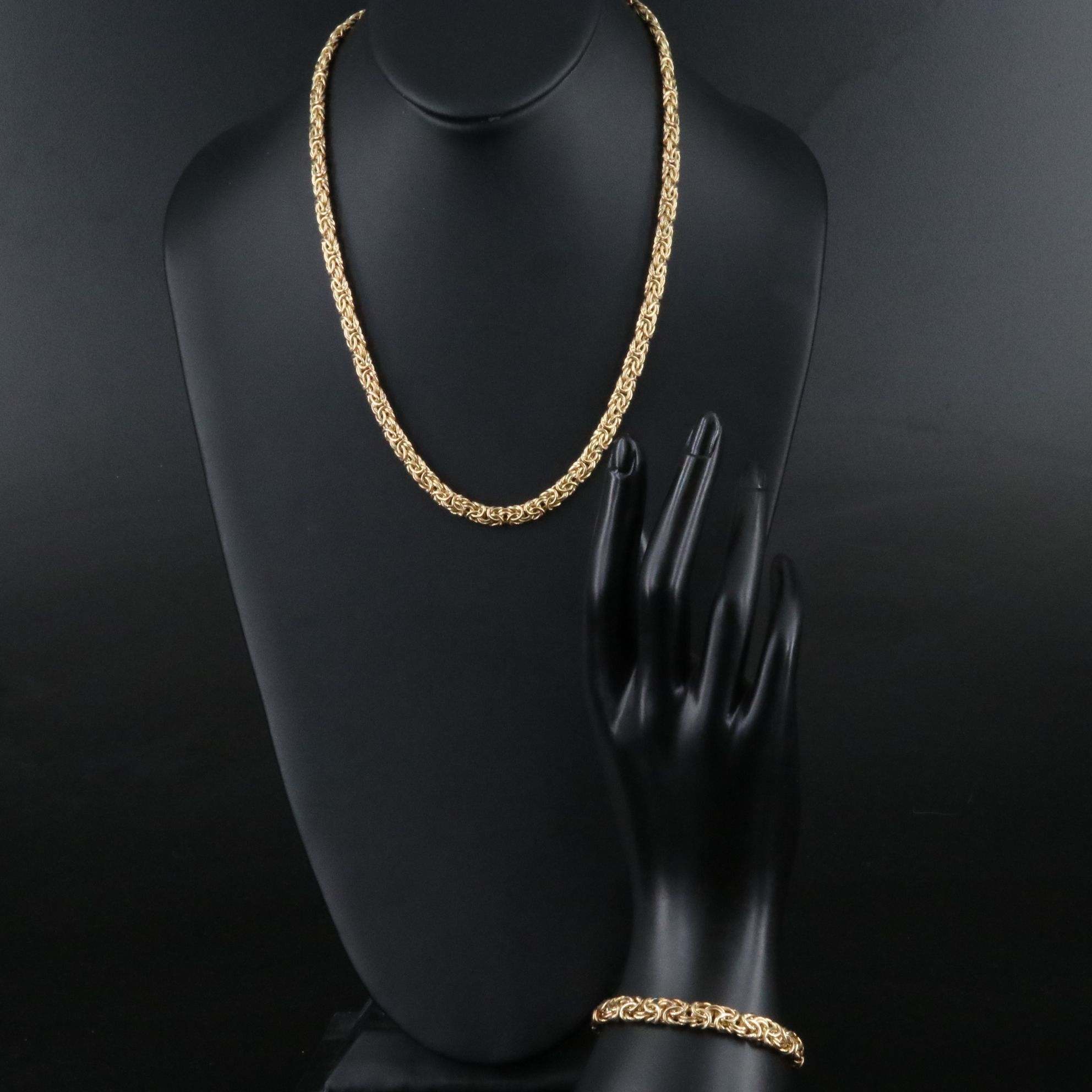 Sterling Byzantine Chain Necklace and Bracelet