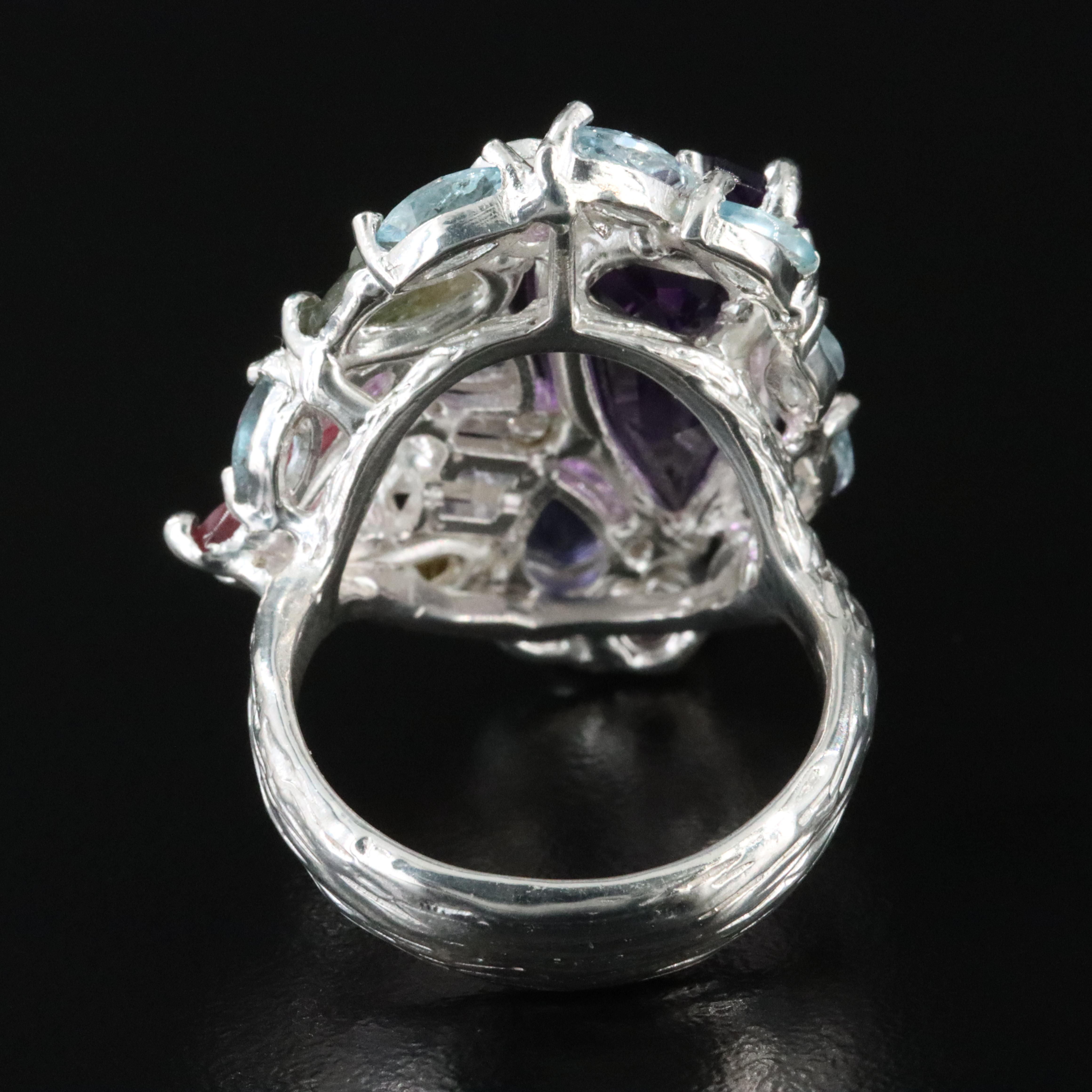 Sterling Amethyst and Gemstone Ring