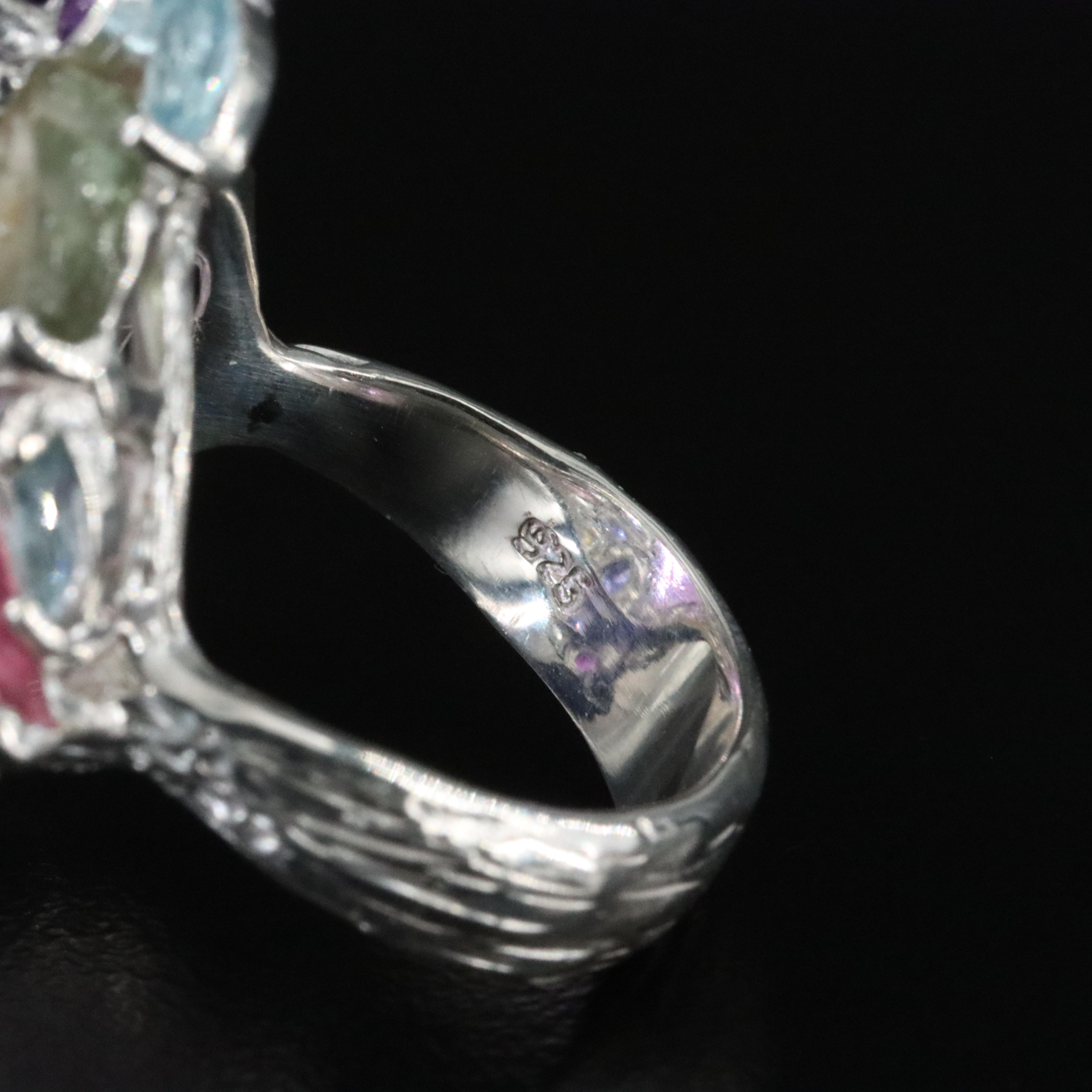 Sterling Amethyst and Gemstone Ring
