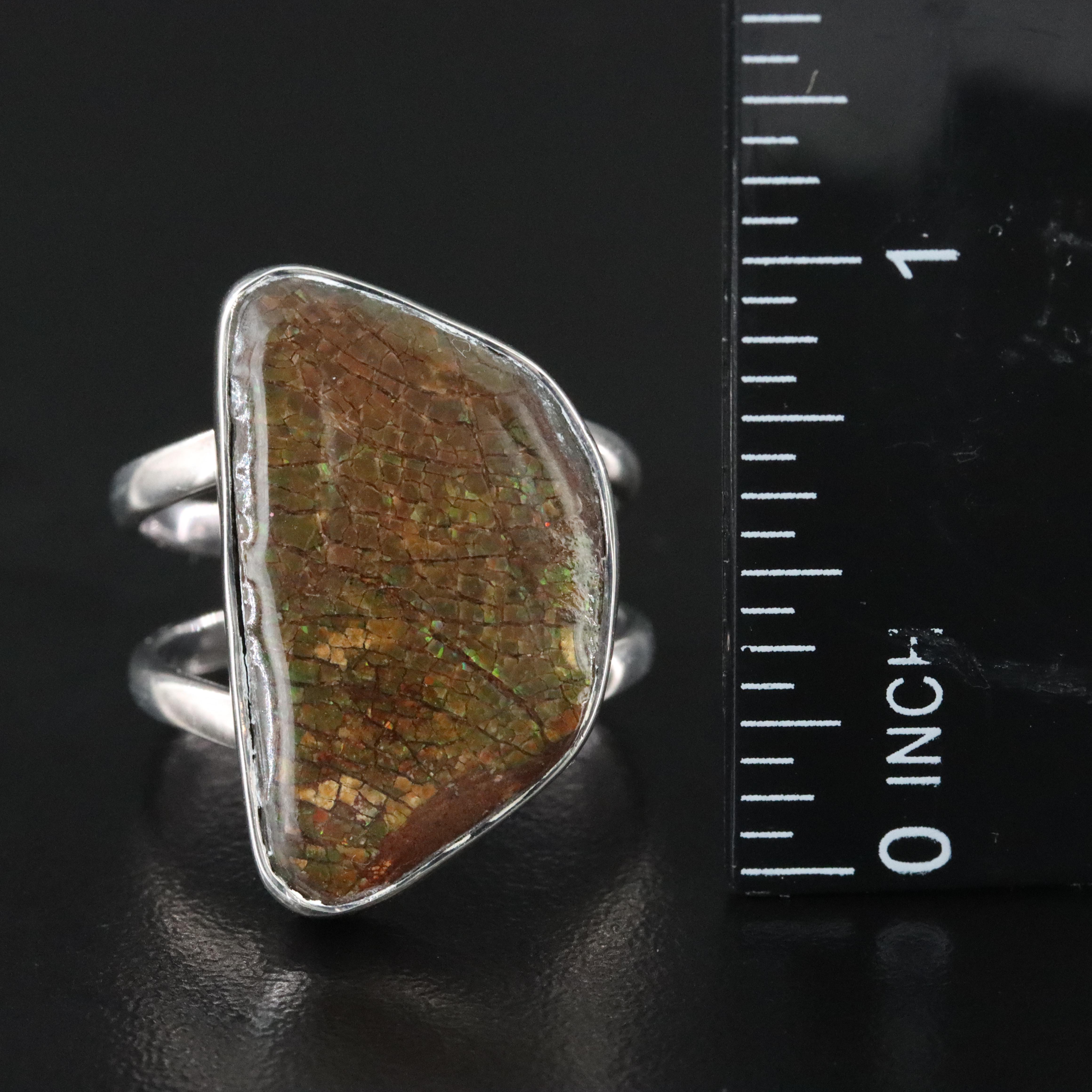 Sterling Ammolite Ring