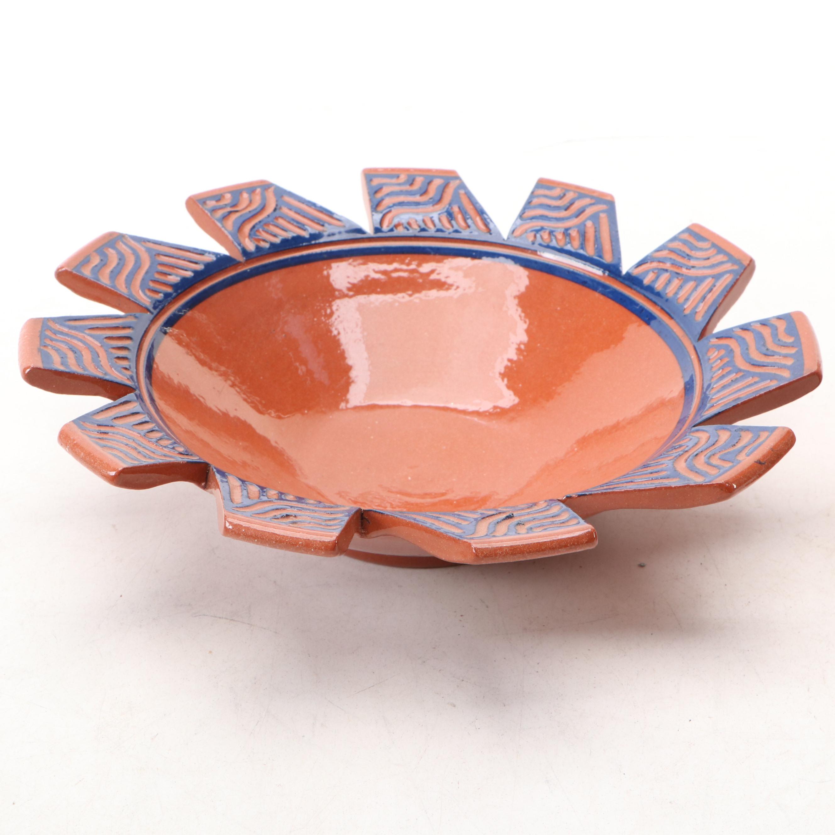 Peruvian Style Pottery Lantern with Other Art Pottery Table Accessories