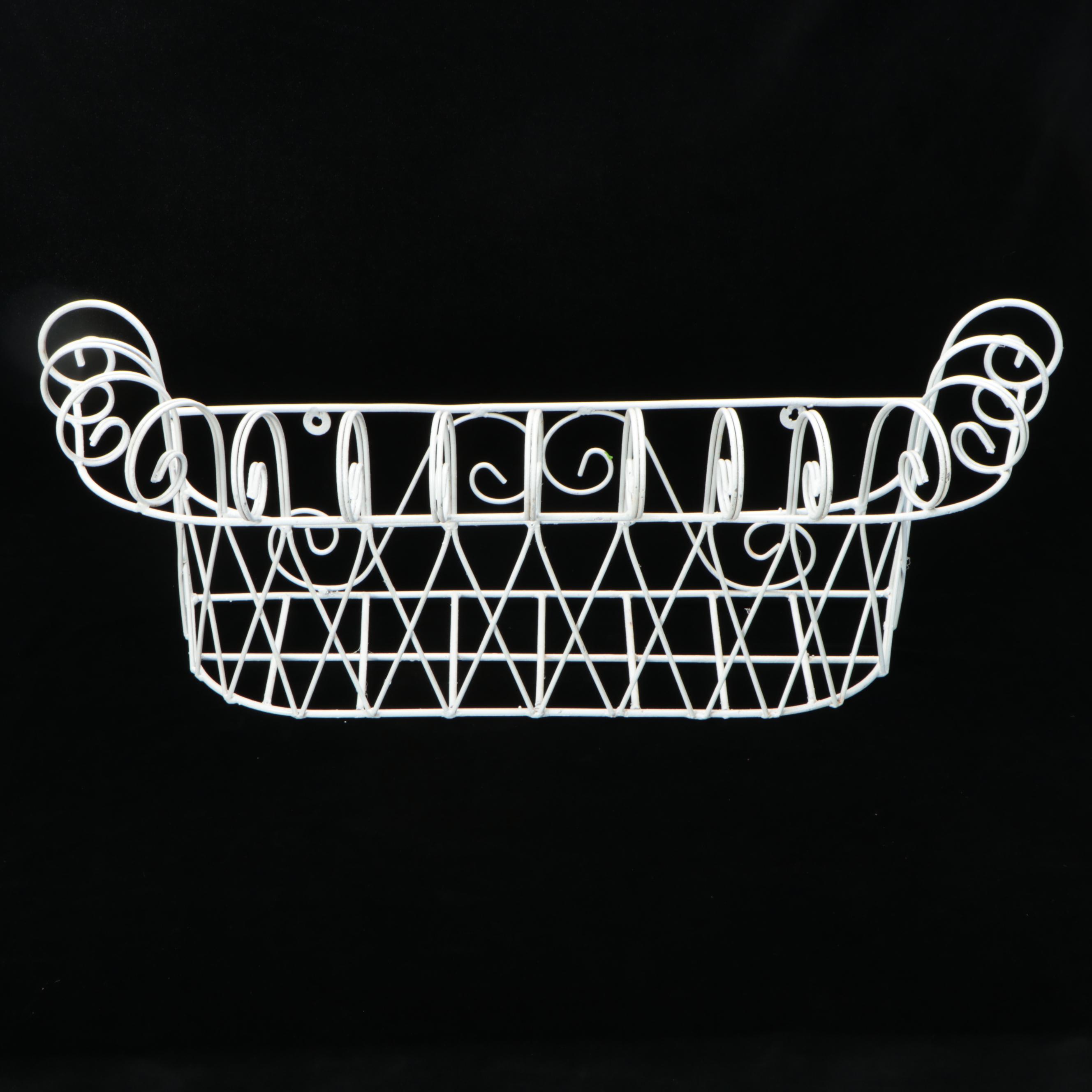 French Wire Style White-Painted Metal Window Box Planter