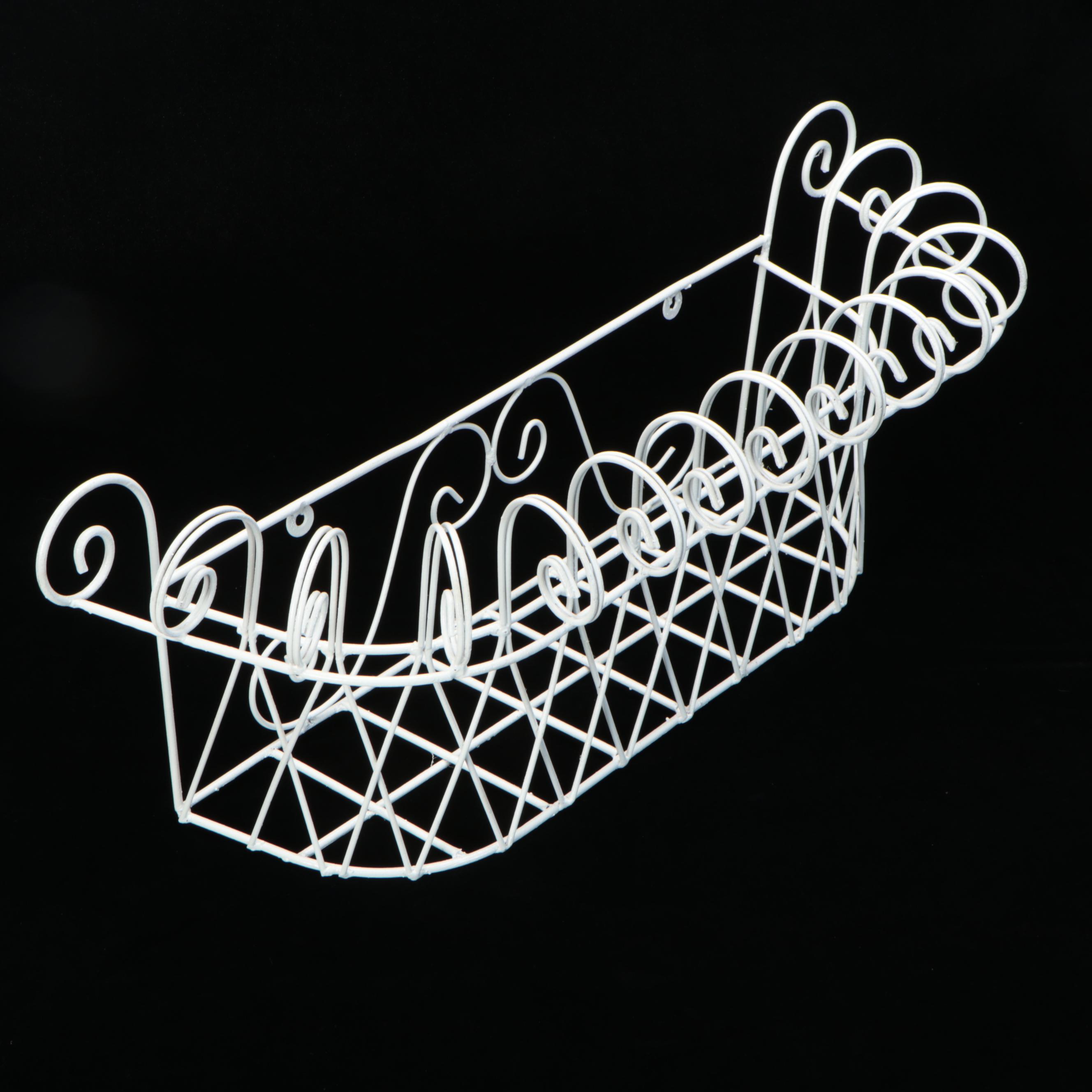 French Wire Style White-Painted Metal Window Box Planter