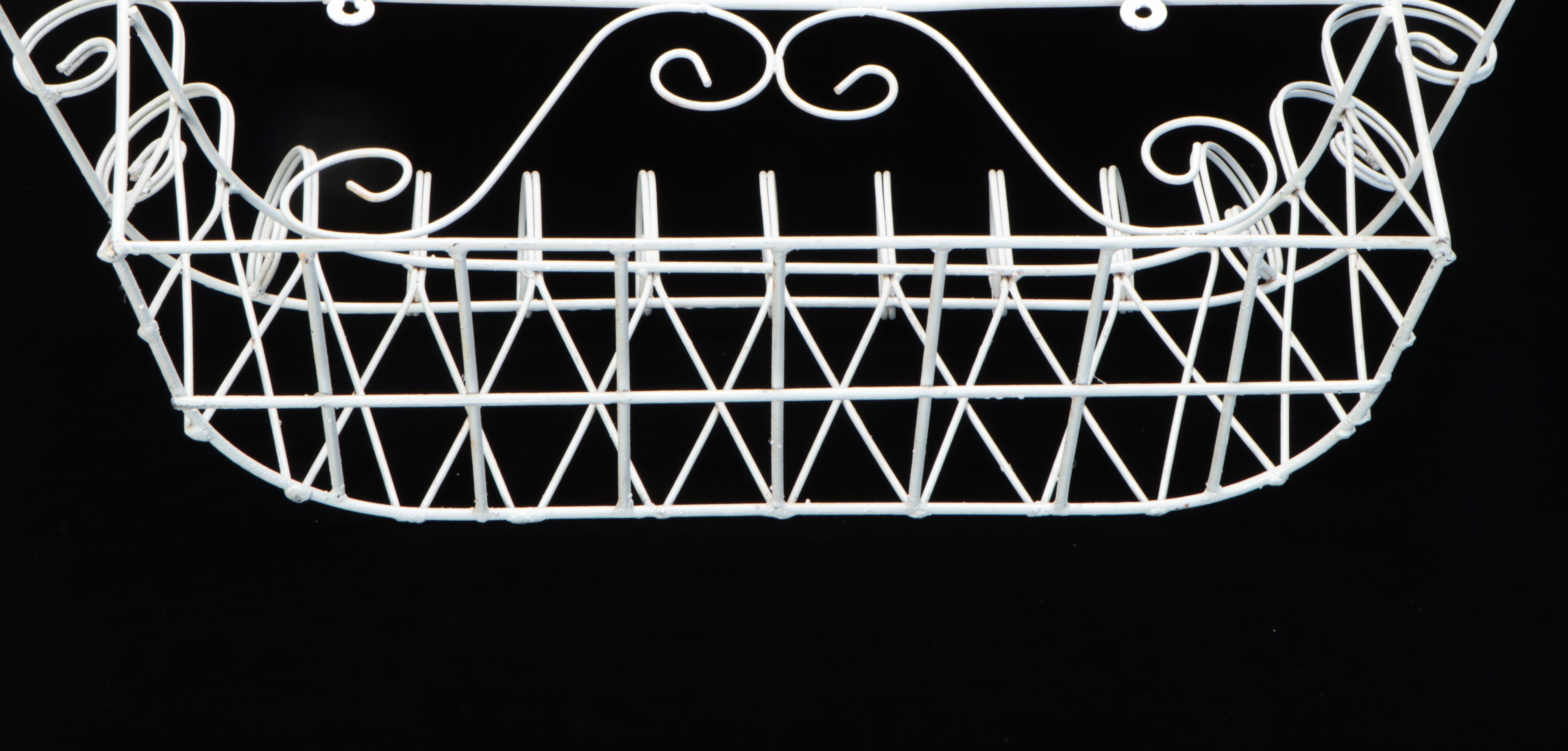 French Wire Style White-Painted Metal Window Box Planter