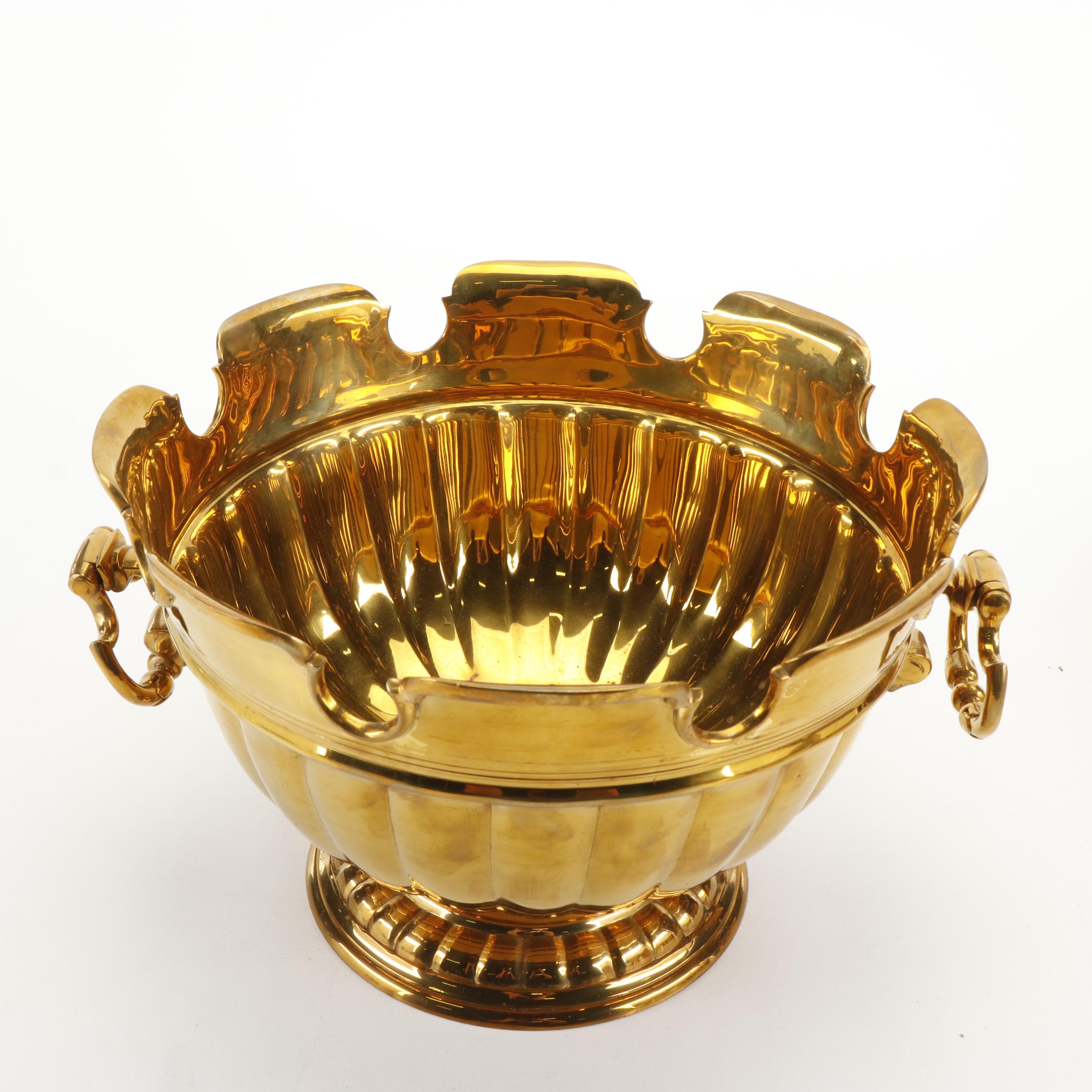 Mottahedeh with Other Brass Cachepots and Décor, Mid to Late 20th Century