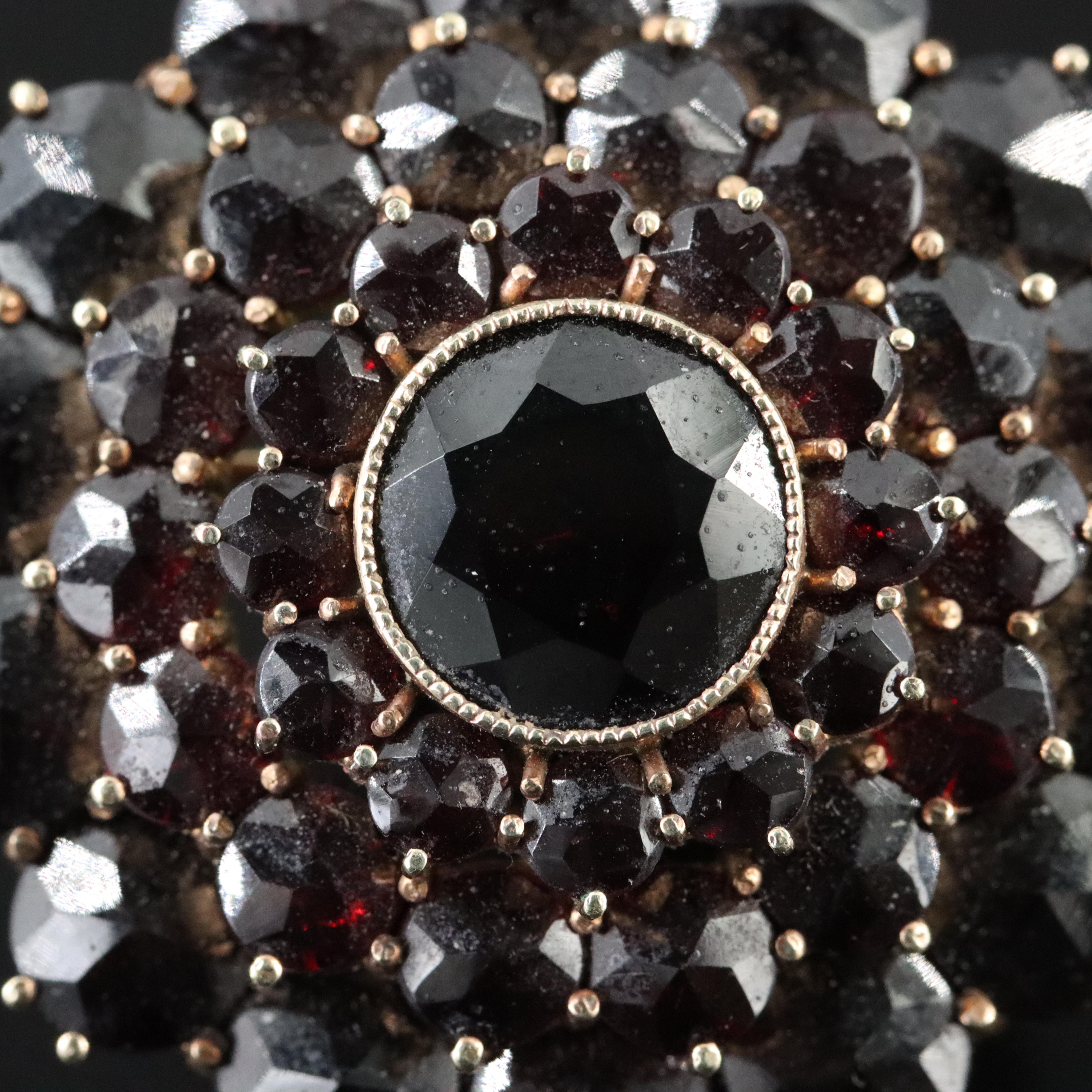 Vintage 800 Silver Garnet Brooch and Earrings