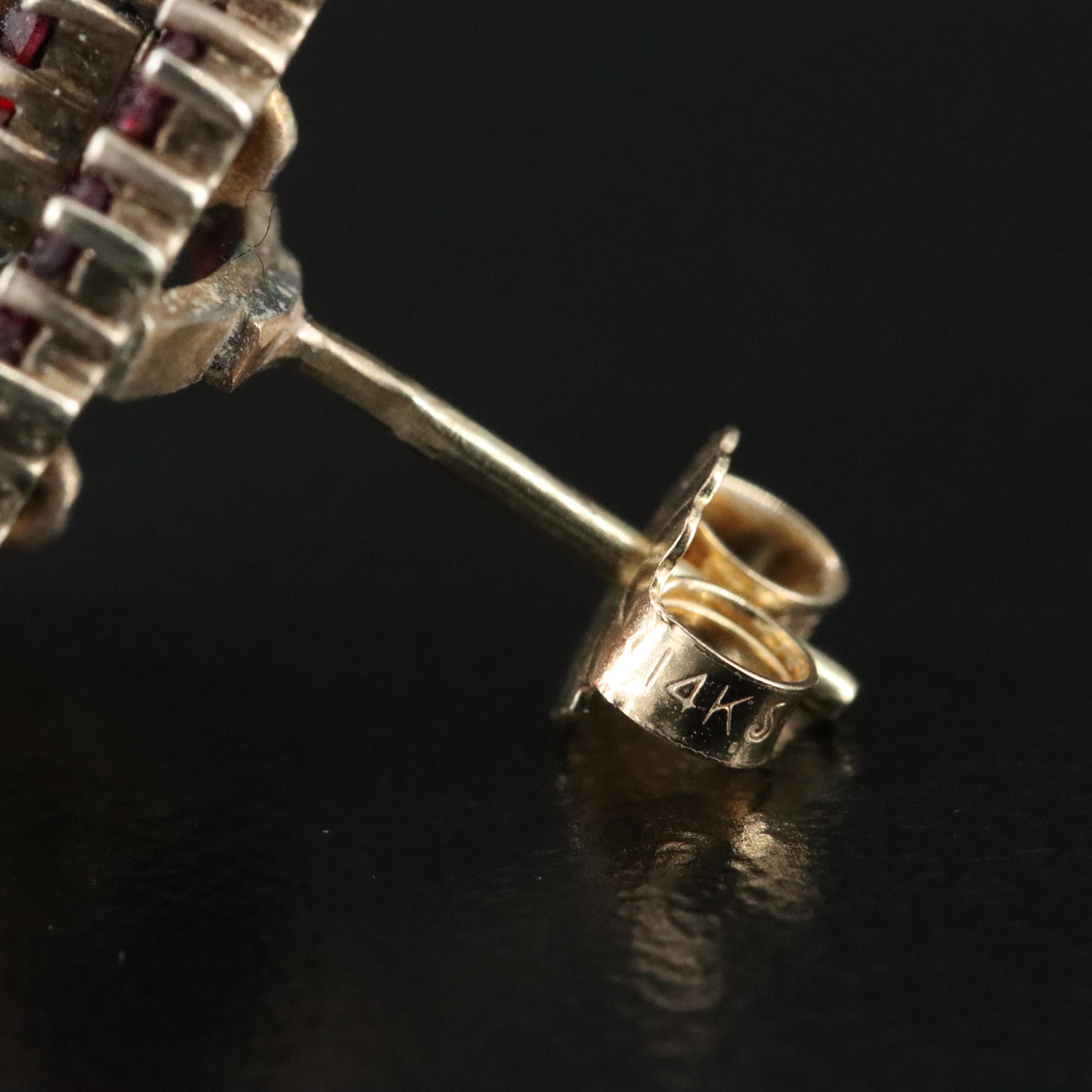 Vintage 800 Silver Garnet Brooch and Earrings