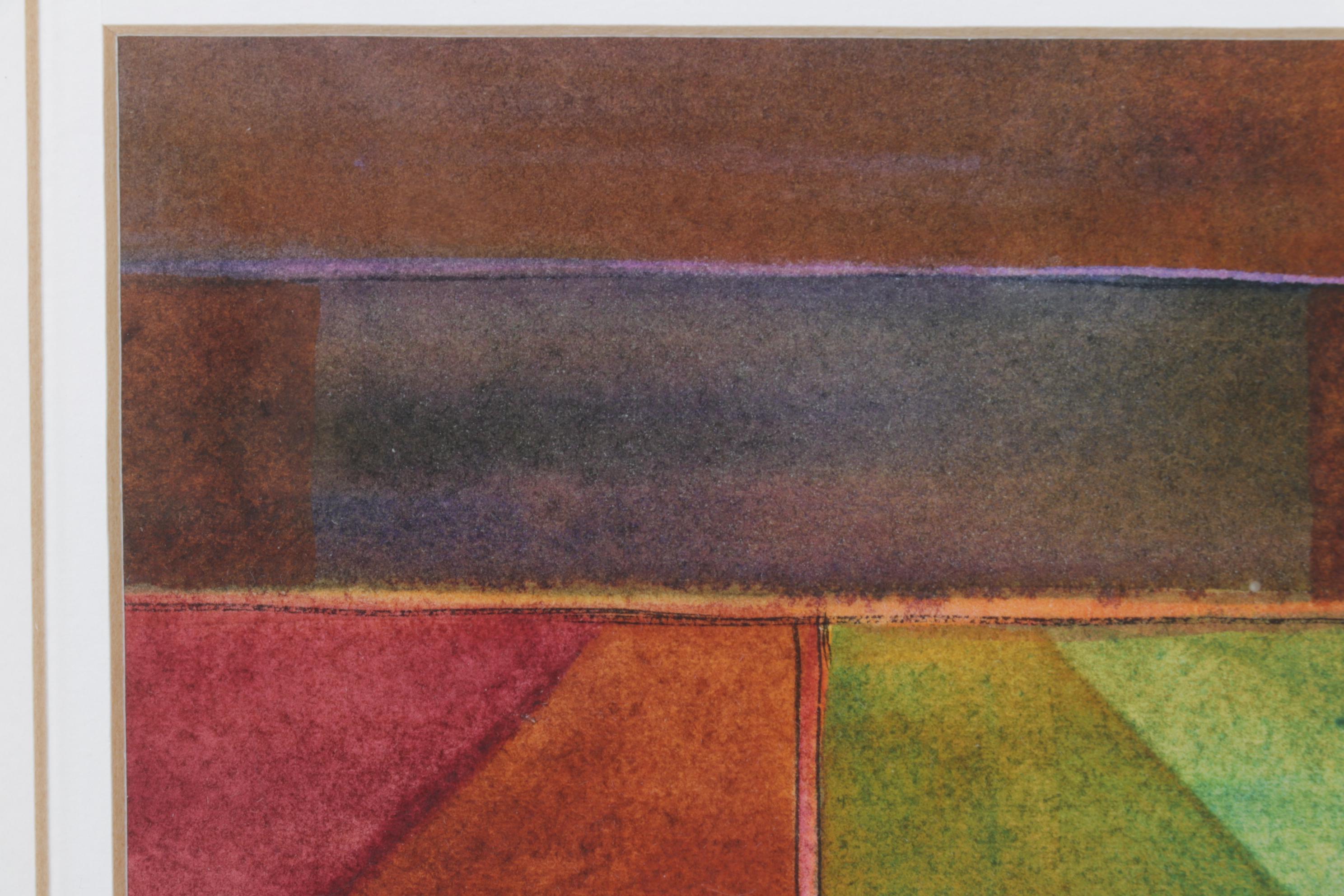 Sandra Koskie Primary Colored Abstract Geometric Watercolor Painting