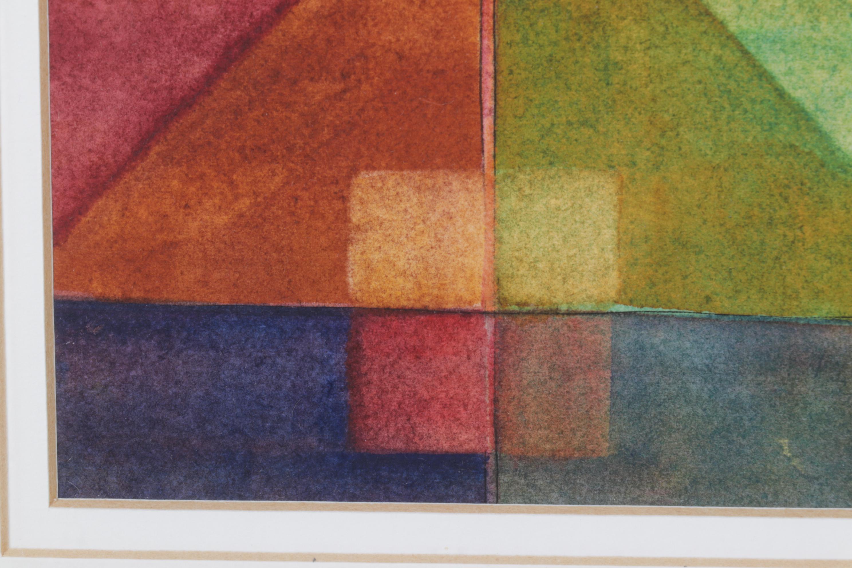 Sandra Koskie Primary Colored Abstract Geometric Watercolor Painting