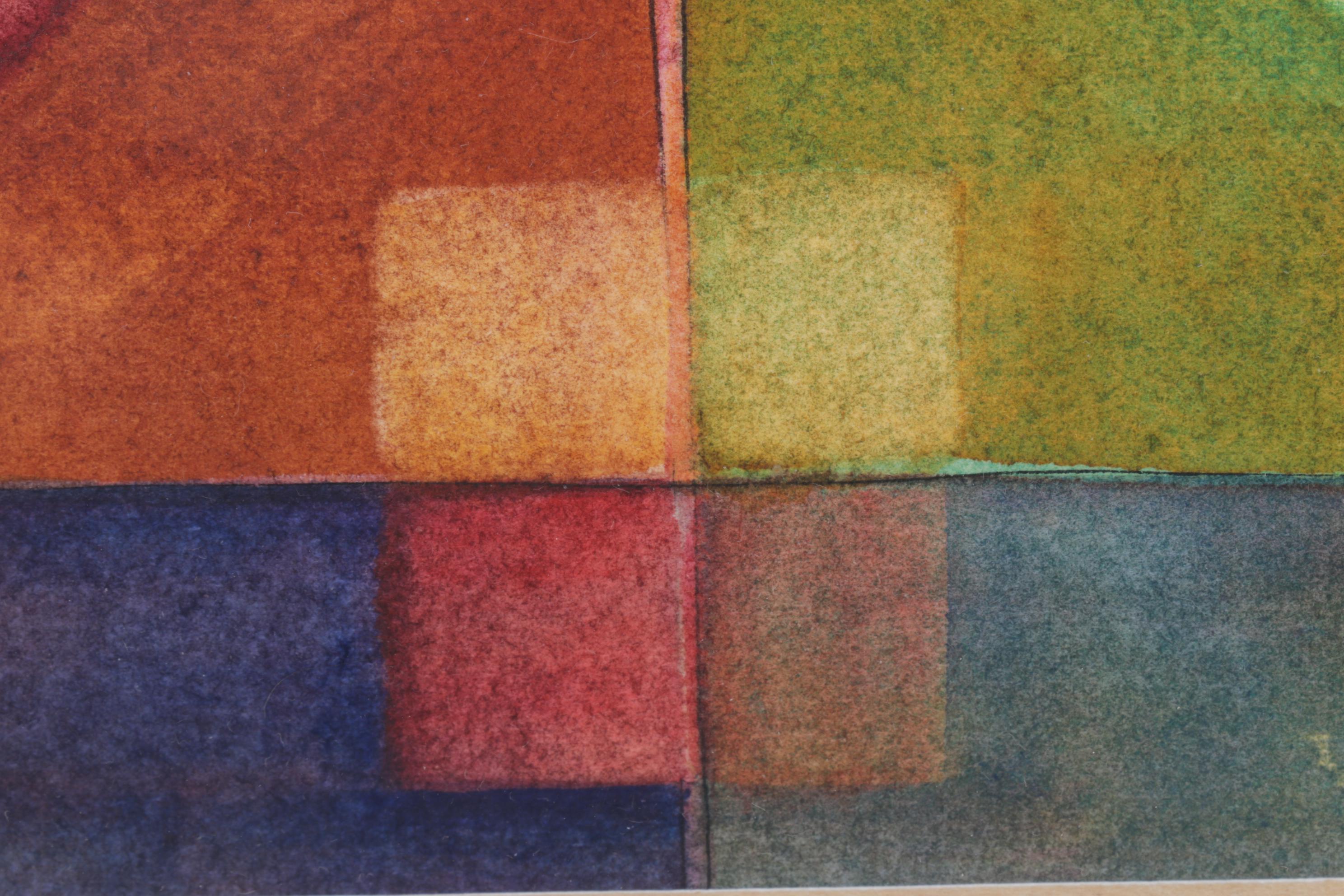 Sandra Koskie Primary Colored Abstract Geometric Watercolor Painting