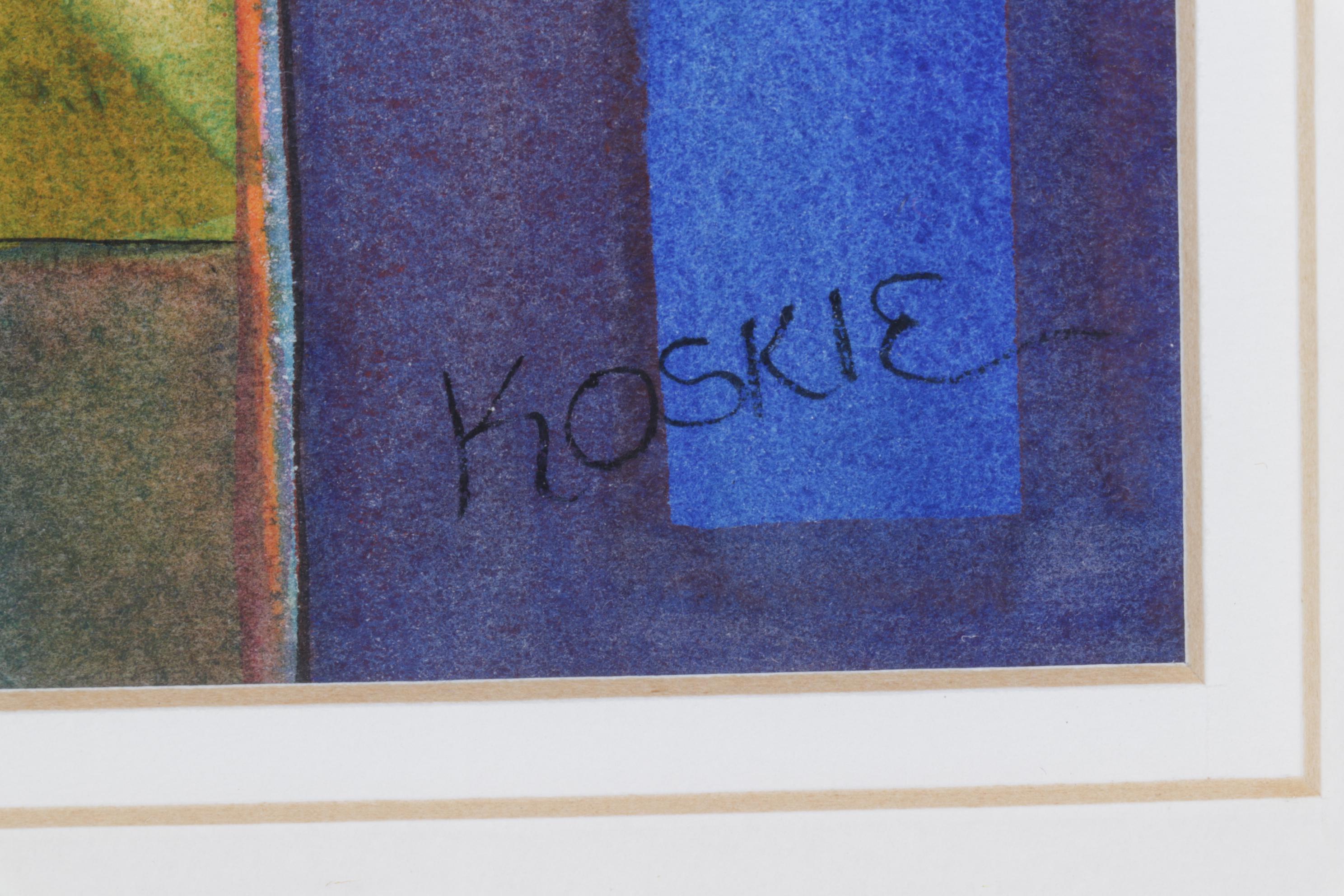 Sandra Koskie Primary Colored Abstract Geometric Watercolor Painting