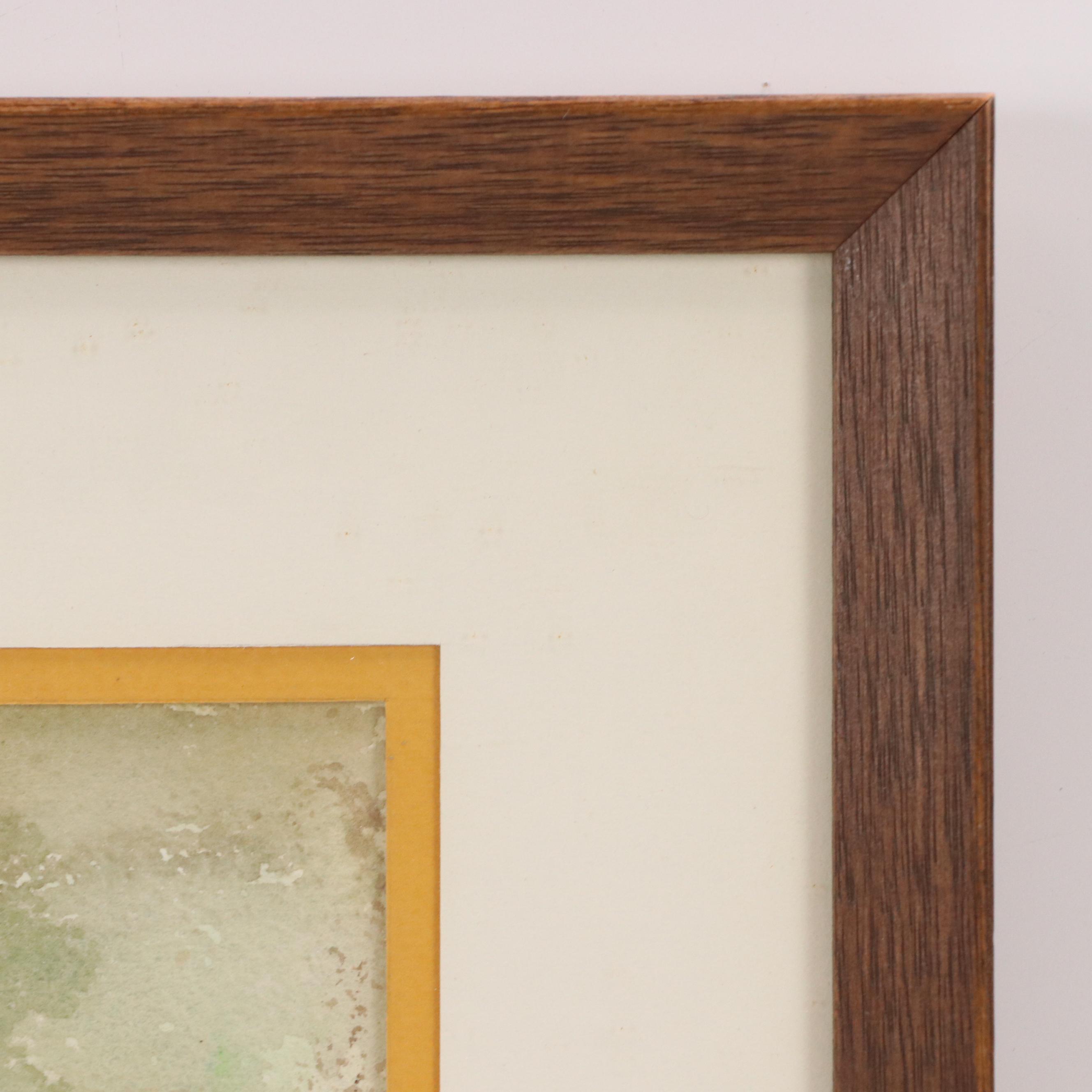 R. Hyde Watercolor Painting with Floral Still Life and Rabbits