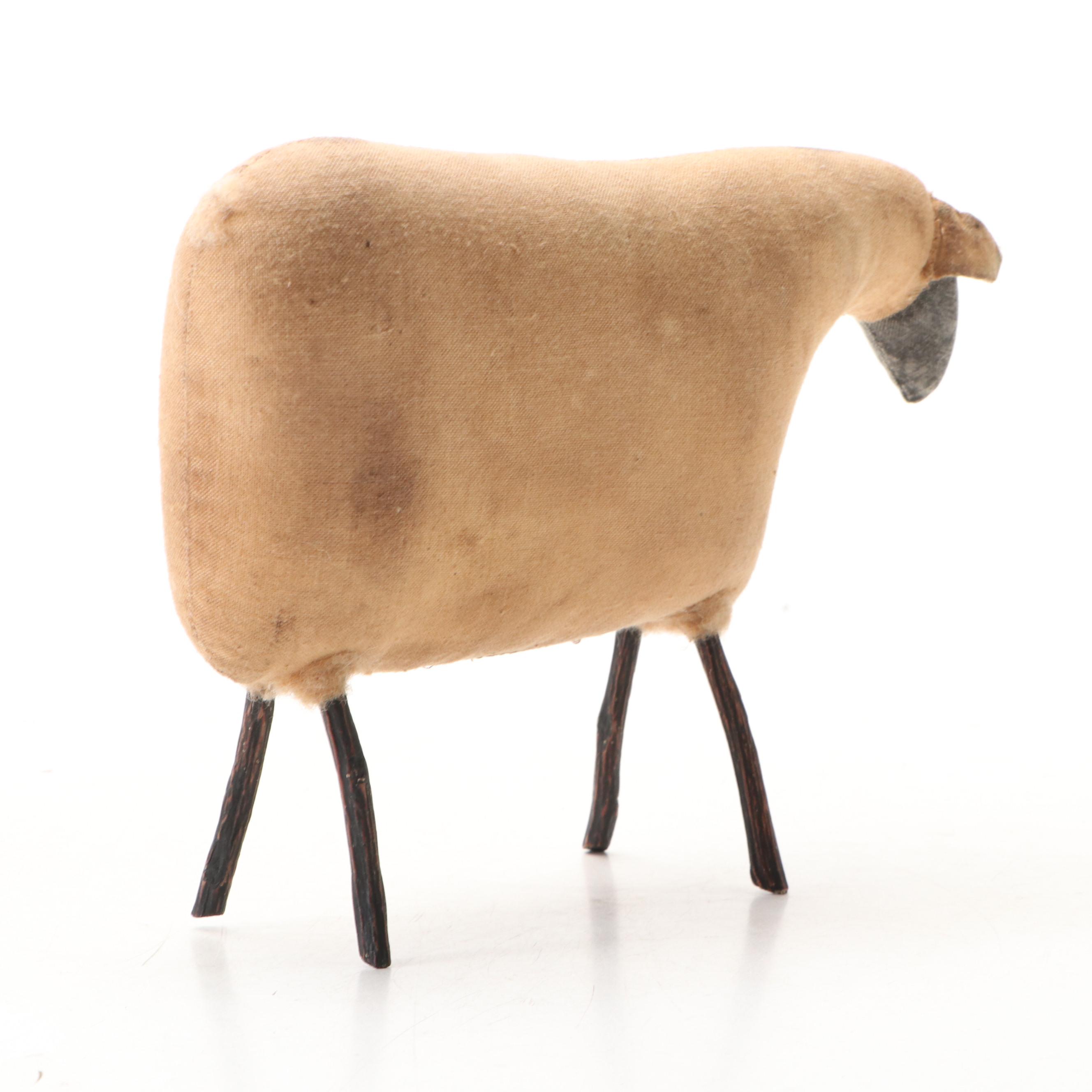 American Folk Art Style Wooden Ark with Animal Figurines