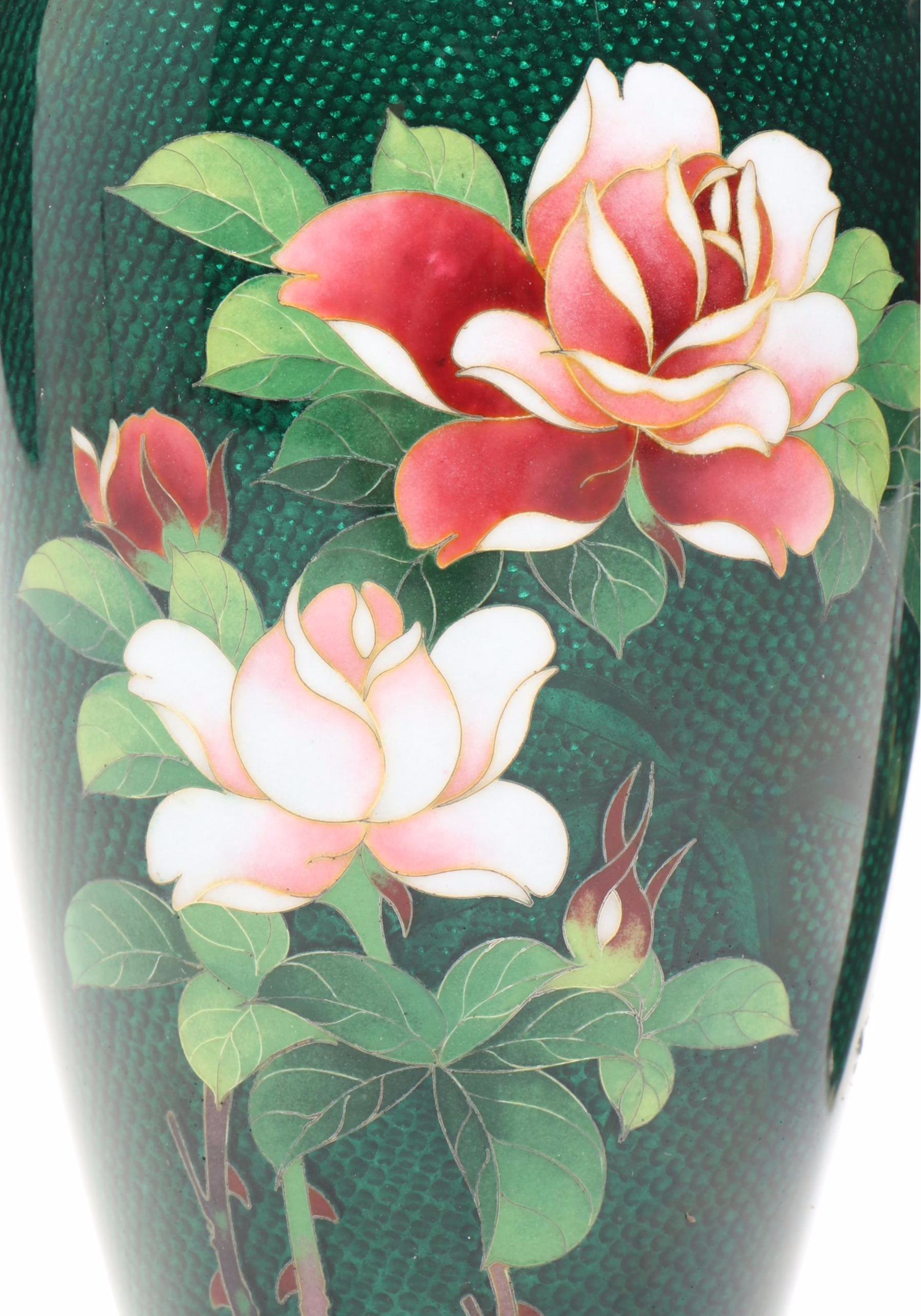 Pair of Japanese Ginbari Cloisonné Enamel Vases