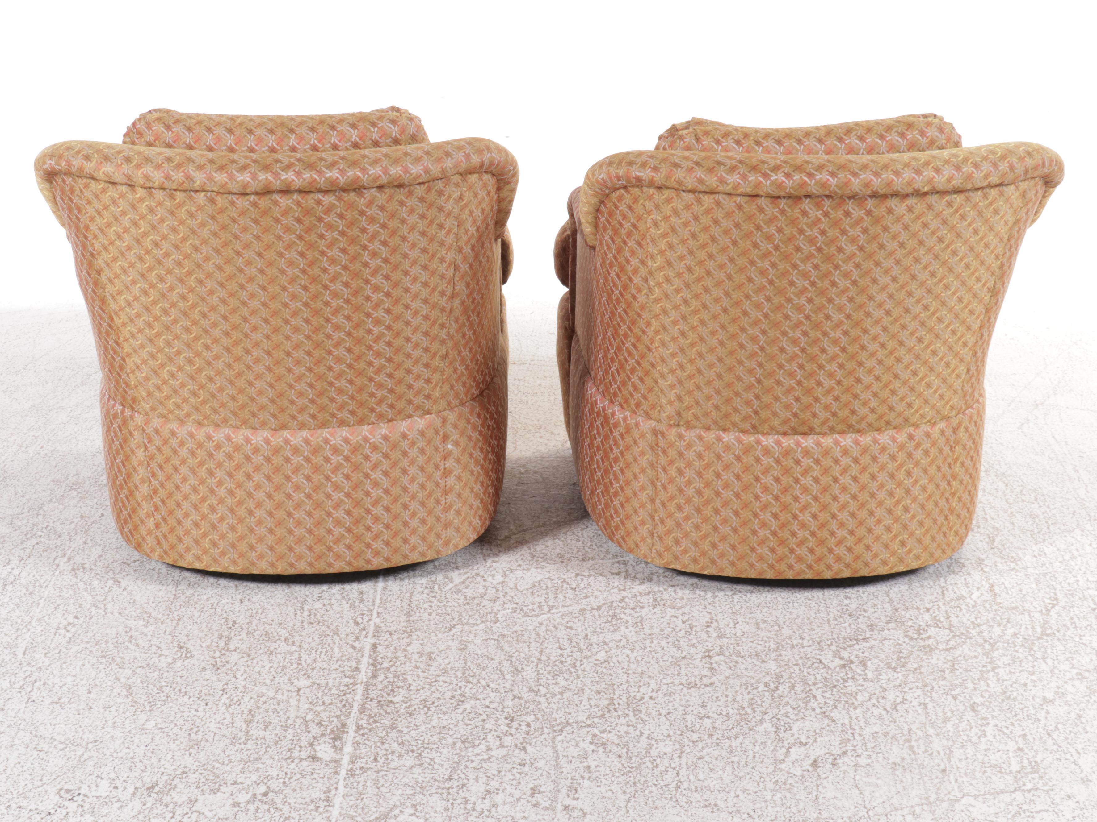 Pair of Upholstered Swivel Chairs