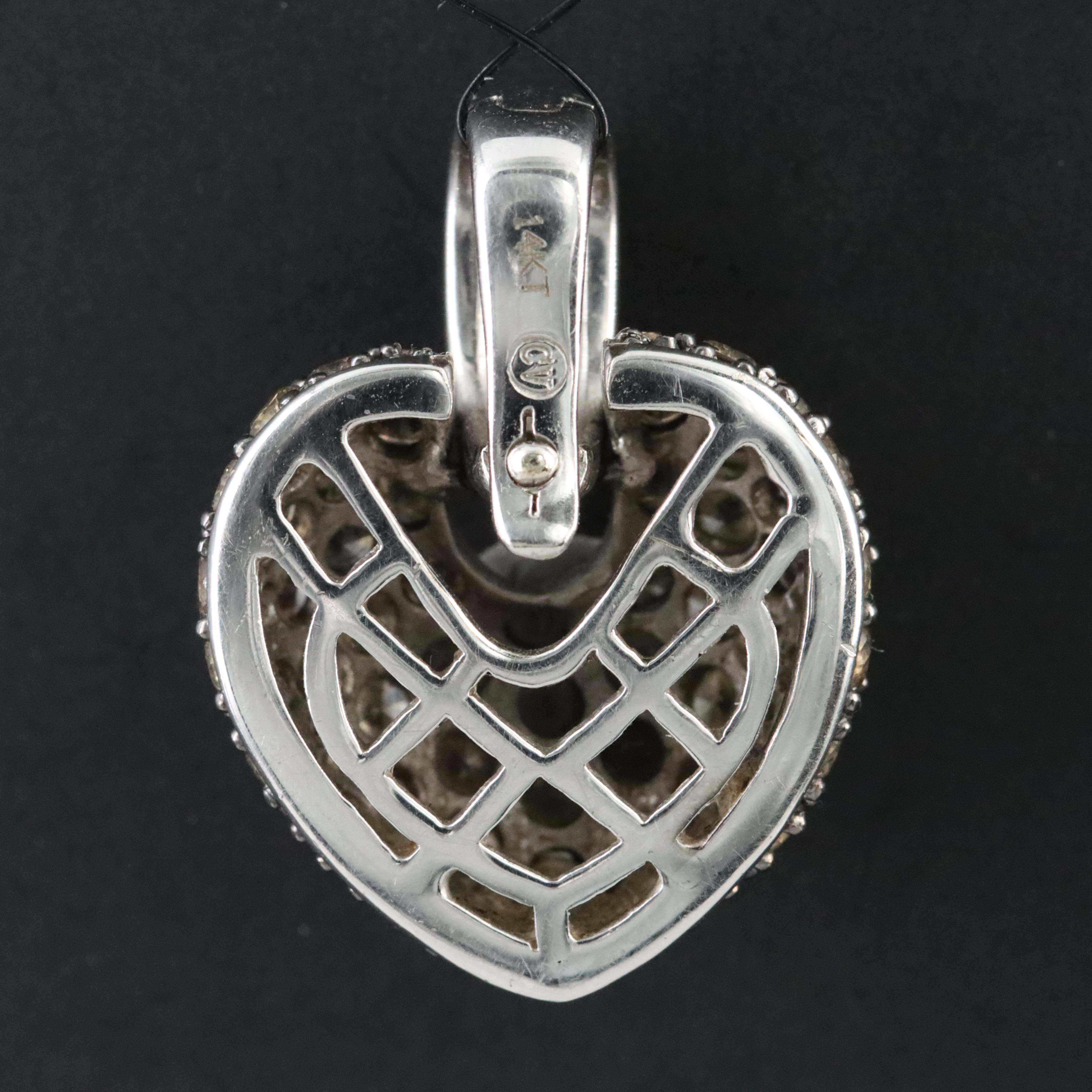 14K 2.00 CTW Diamond Heart Enhancer Pendant