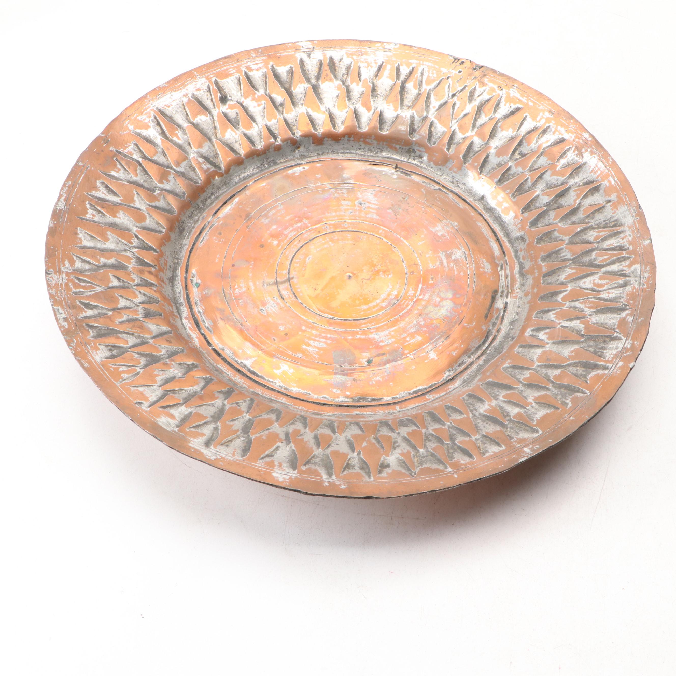 Hanova Enamel Centerpiece Bowl with Collection of Hammered Copper Décor