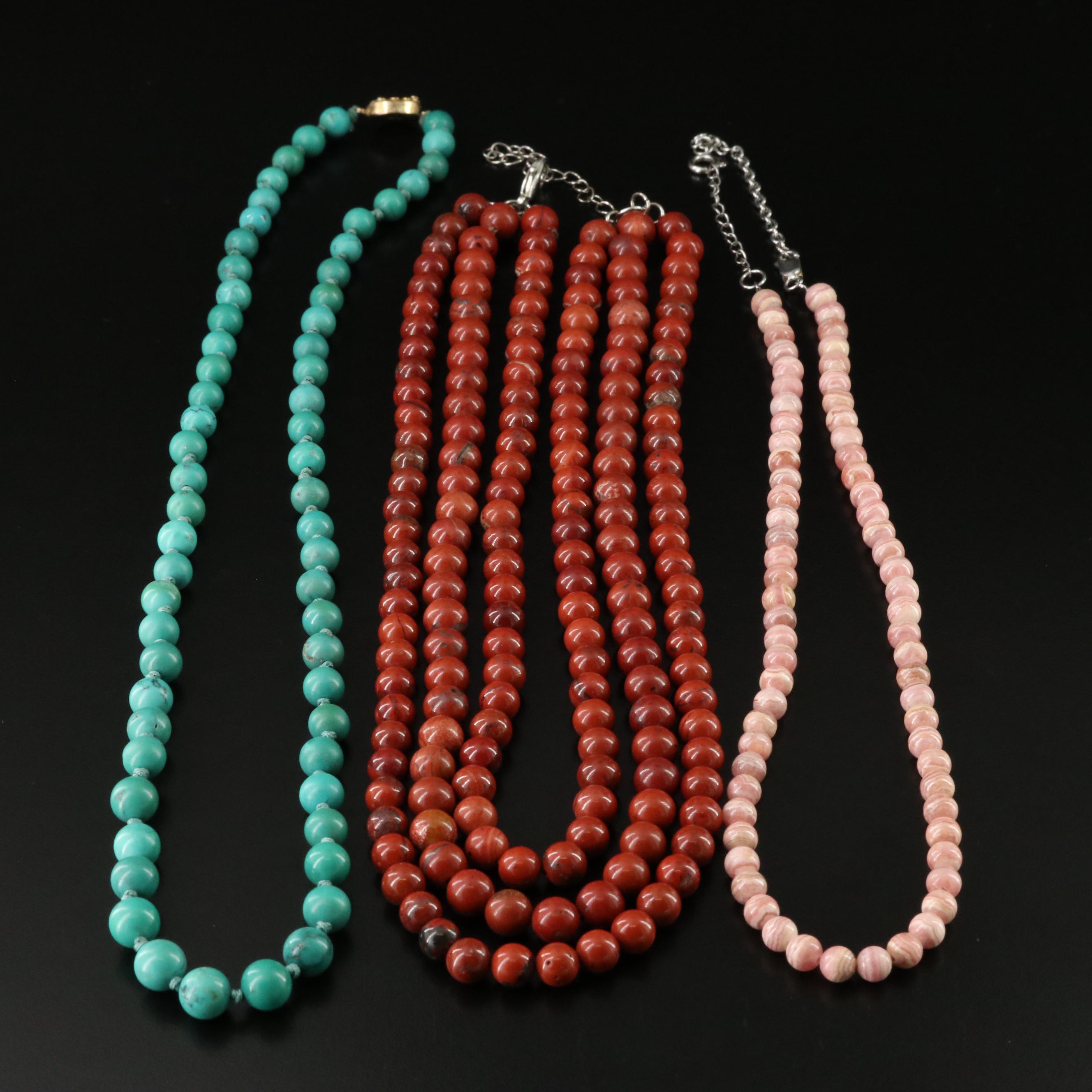 Jasper, Rhodochrosite and Turquoise Featured in Necklace Collection