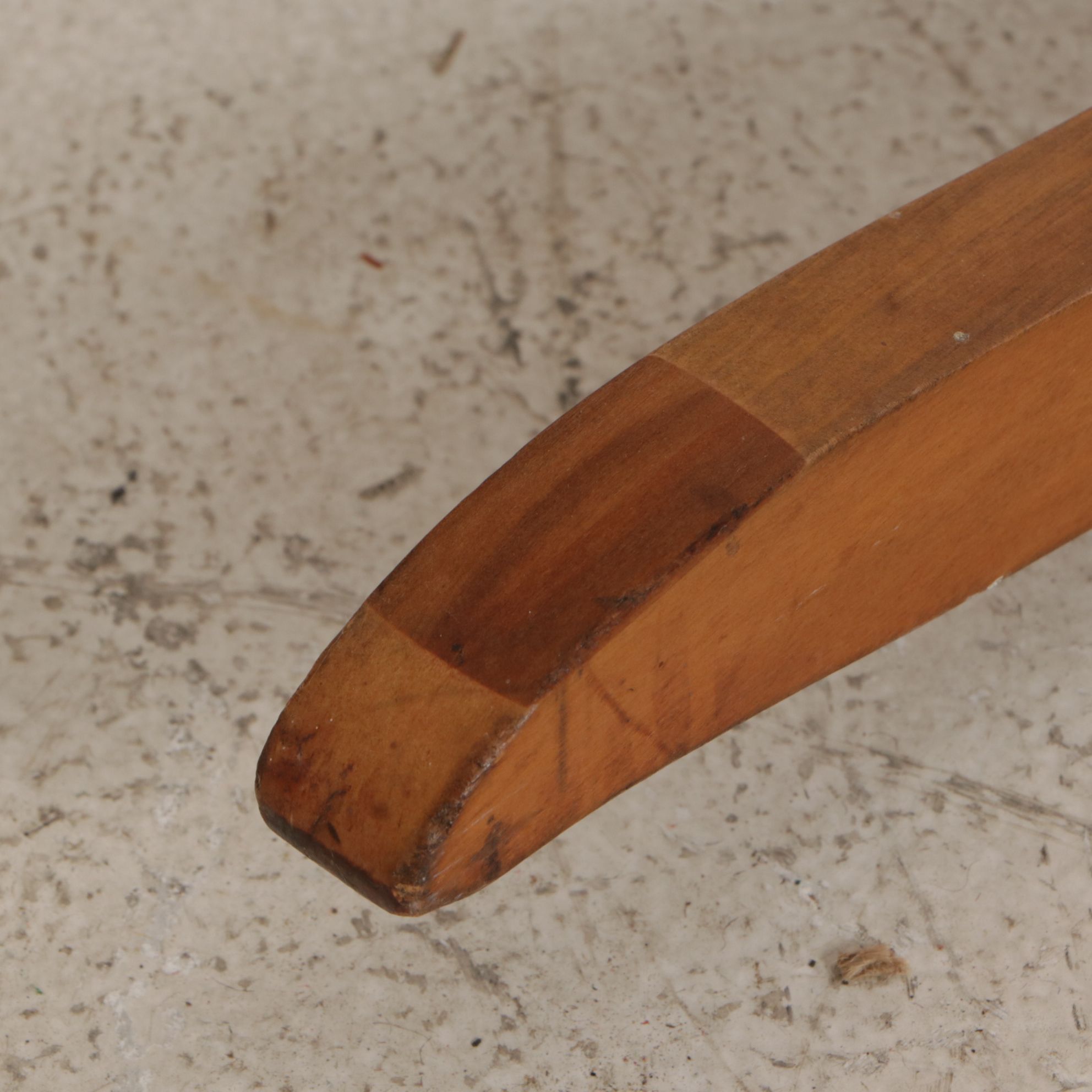 Oak Armless Sewing Rocker Features Woven Feather Motif Upholstry