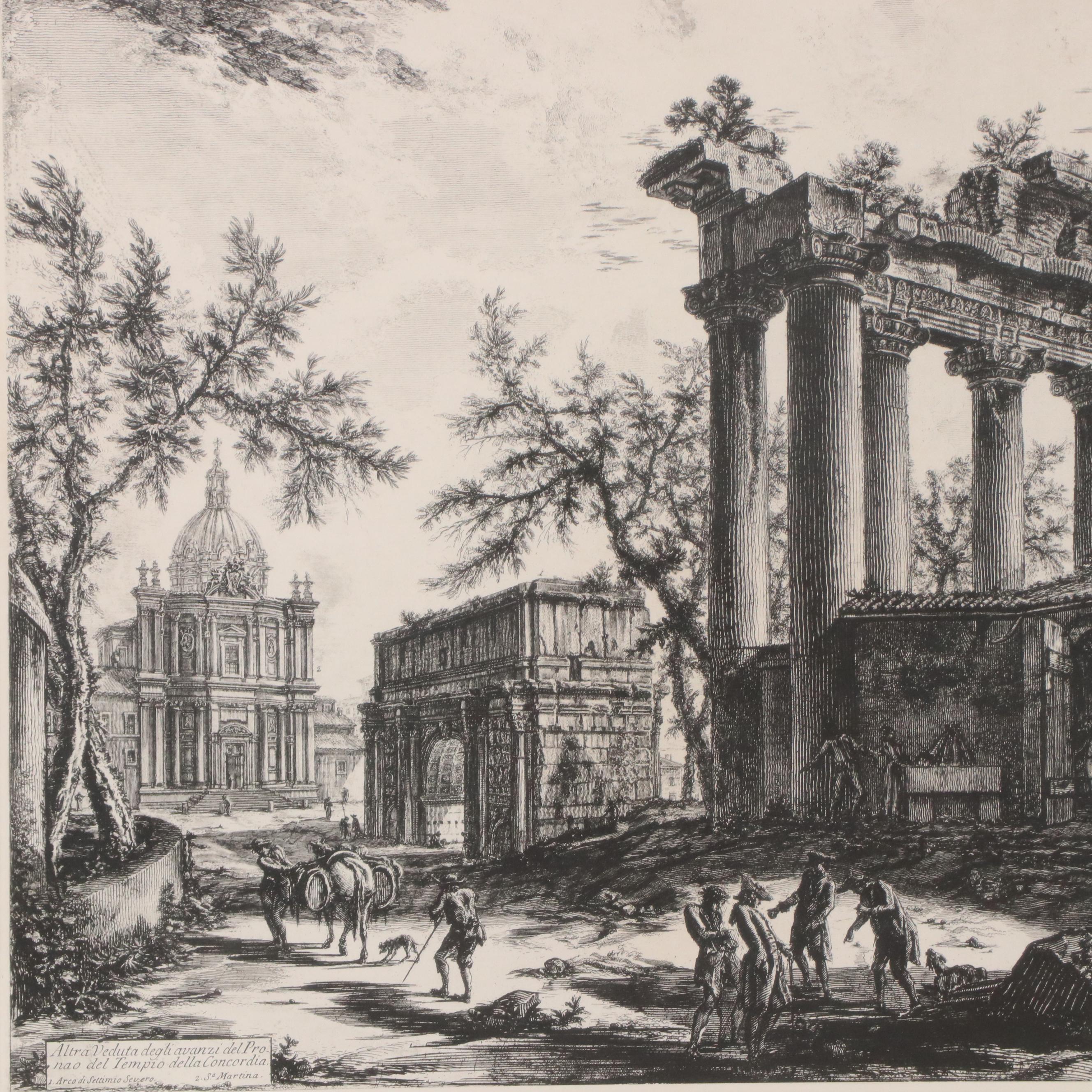 Architectural Etching After Giovanni Piranesi "View of the Temple of Concordia"