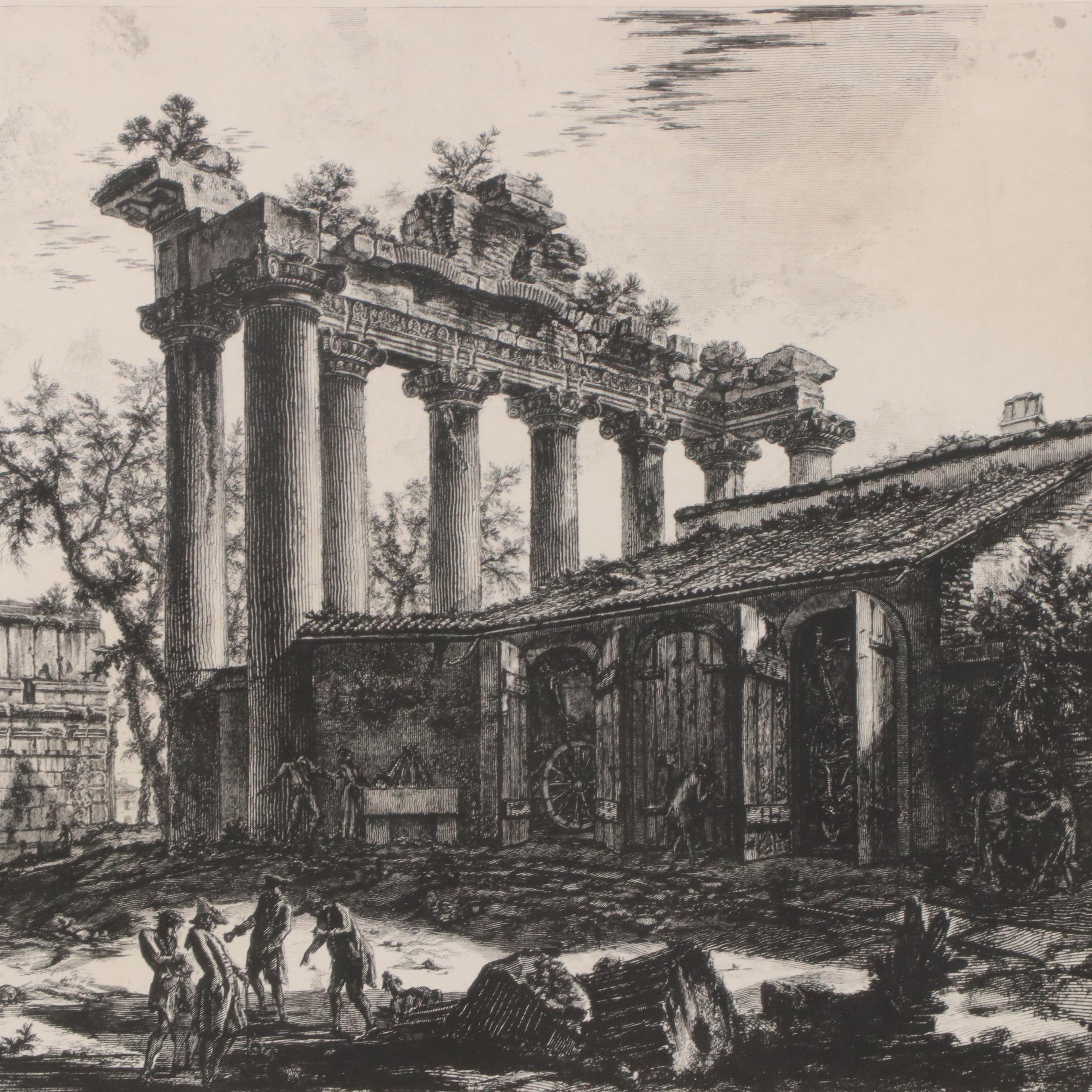 Architectural Etching After Giovanni Piranesi "View of the Temple of Concordia"