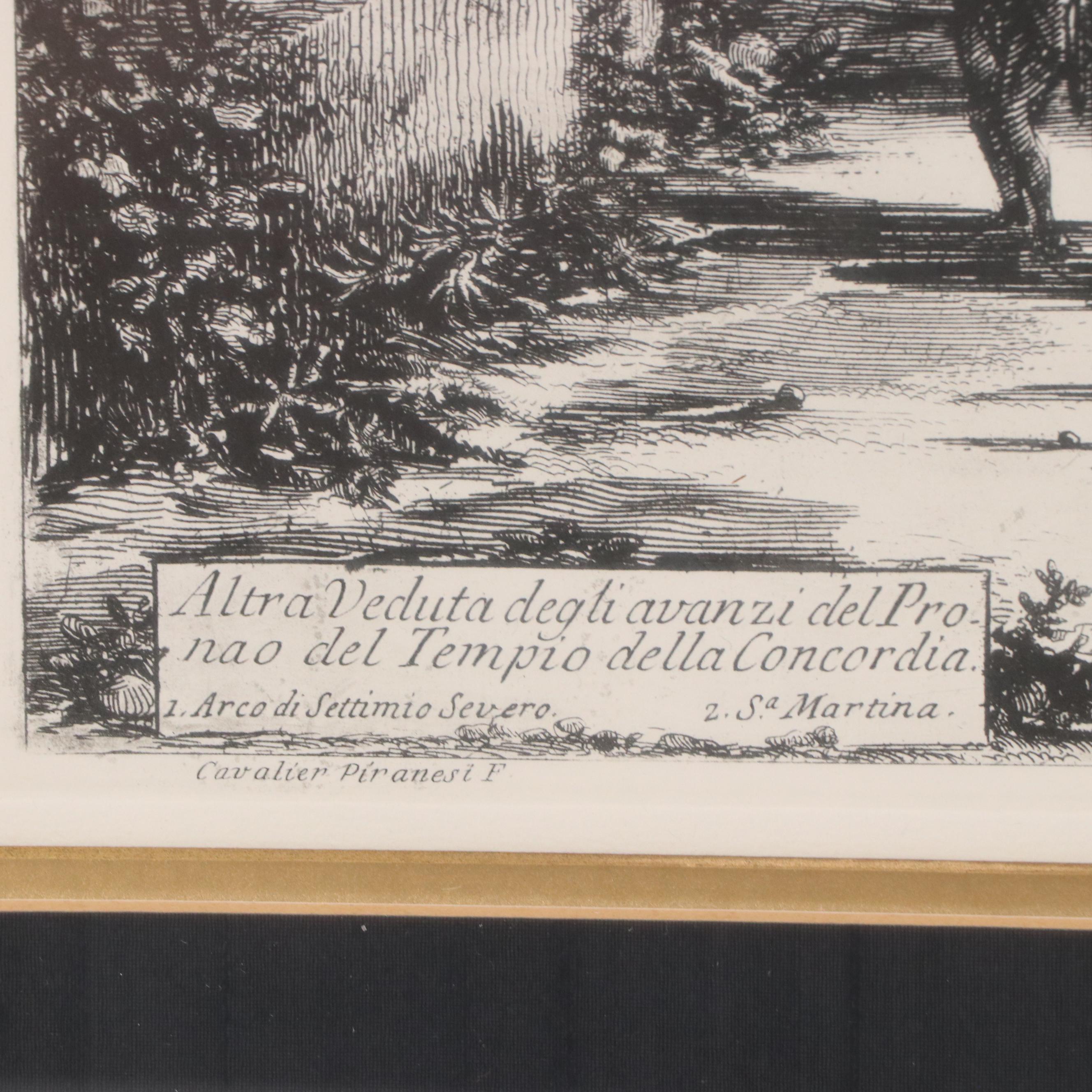 Architectural Etching After Giovanni Piranesi "View of the Temple of Concordia"