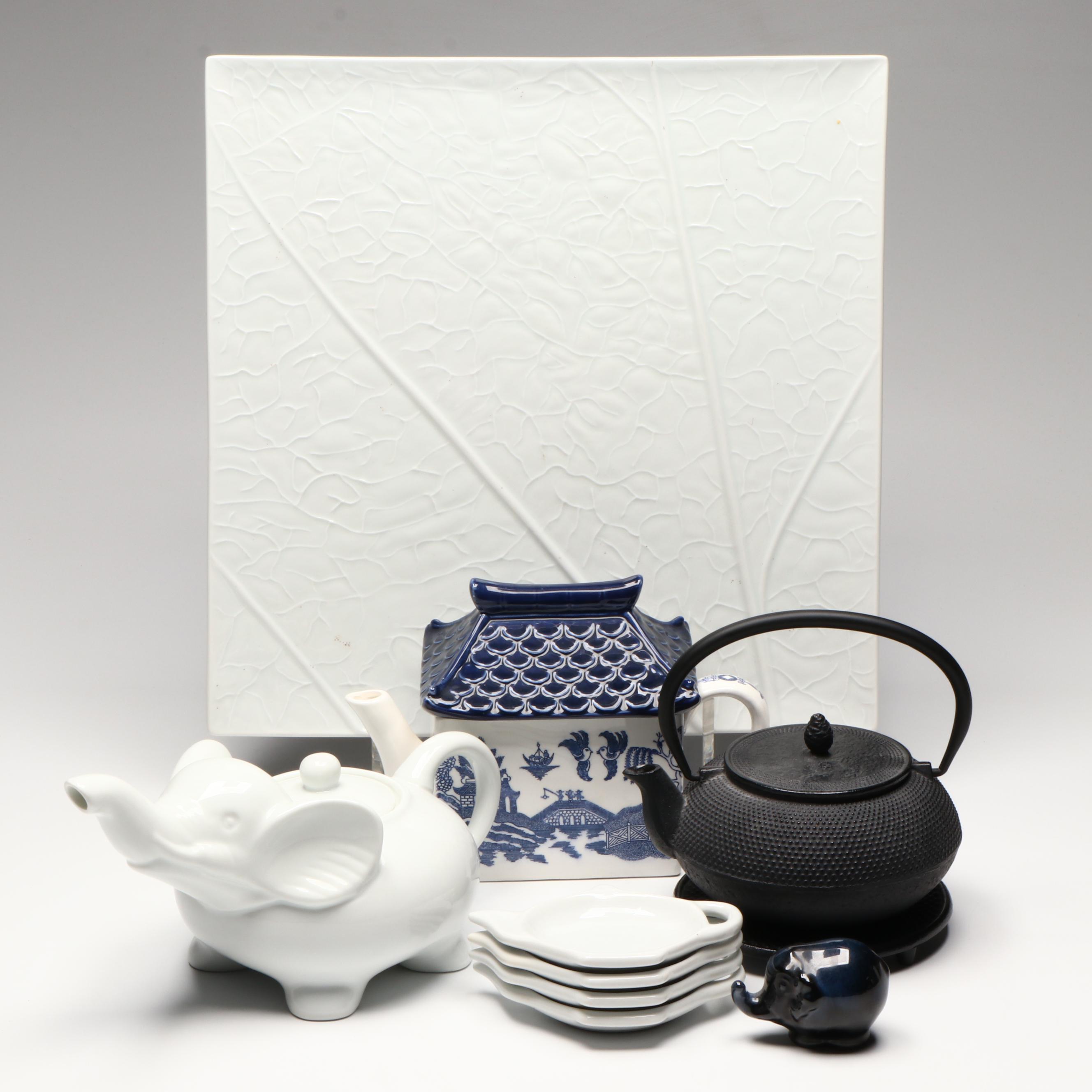 The Haldon Group Chinese House, Elephant and Iron Teapot with Accessories