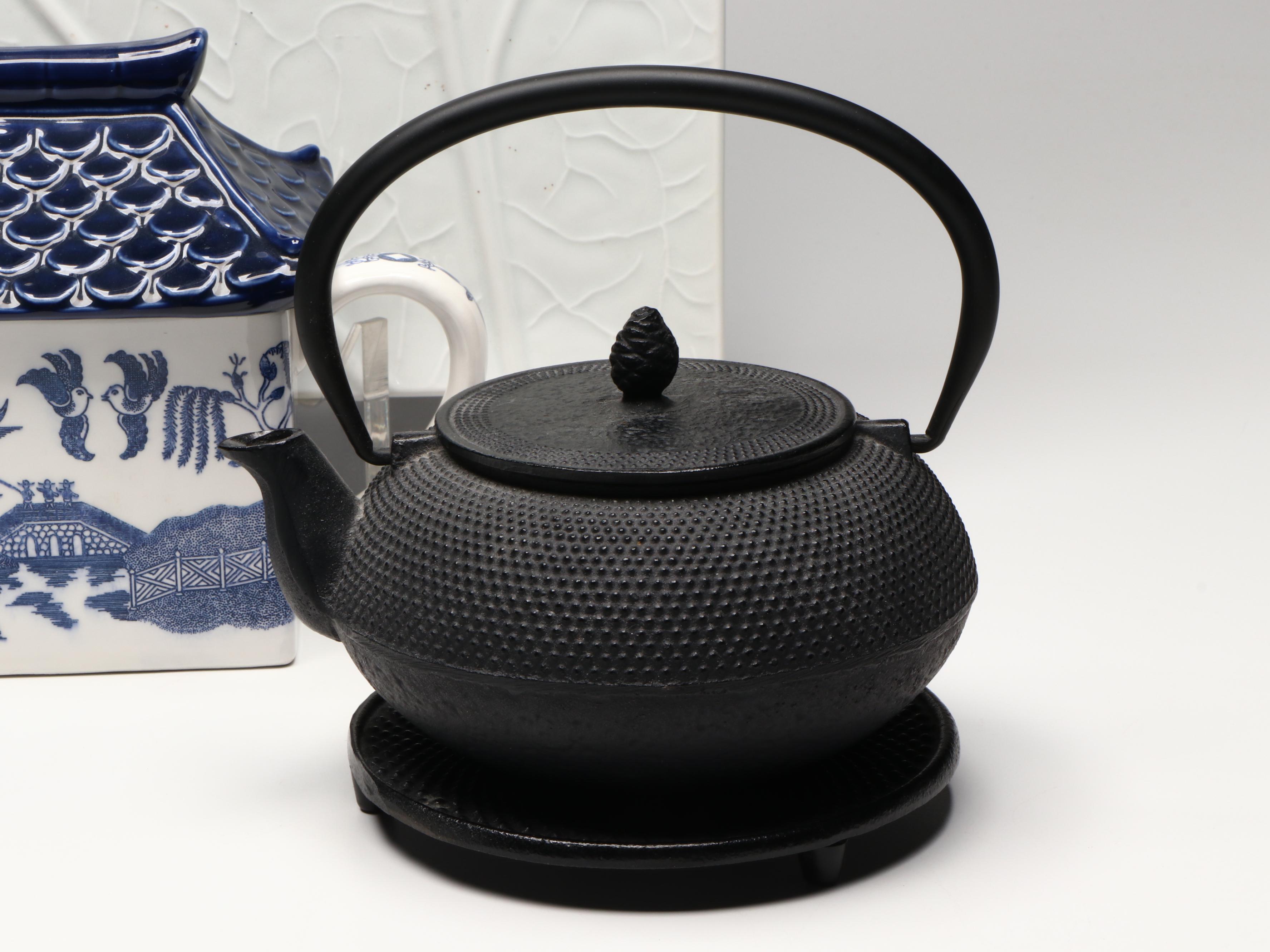 The Haldon Group Chinese House, Elephant and Iron Teapot with Accessories