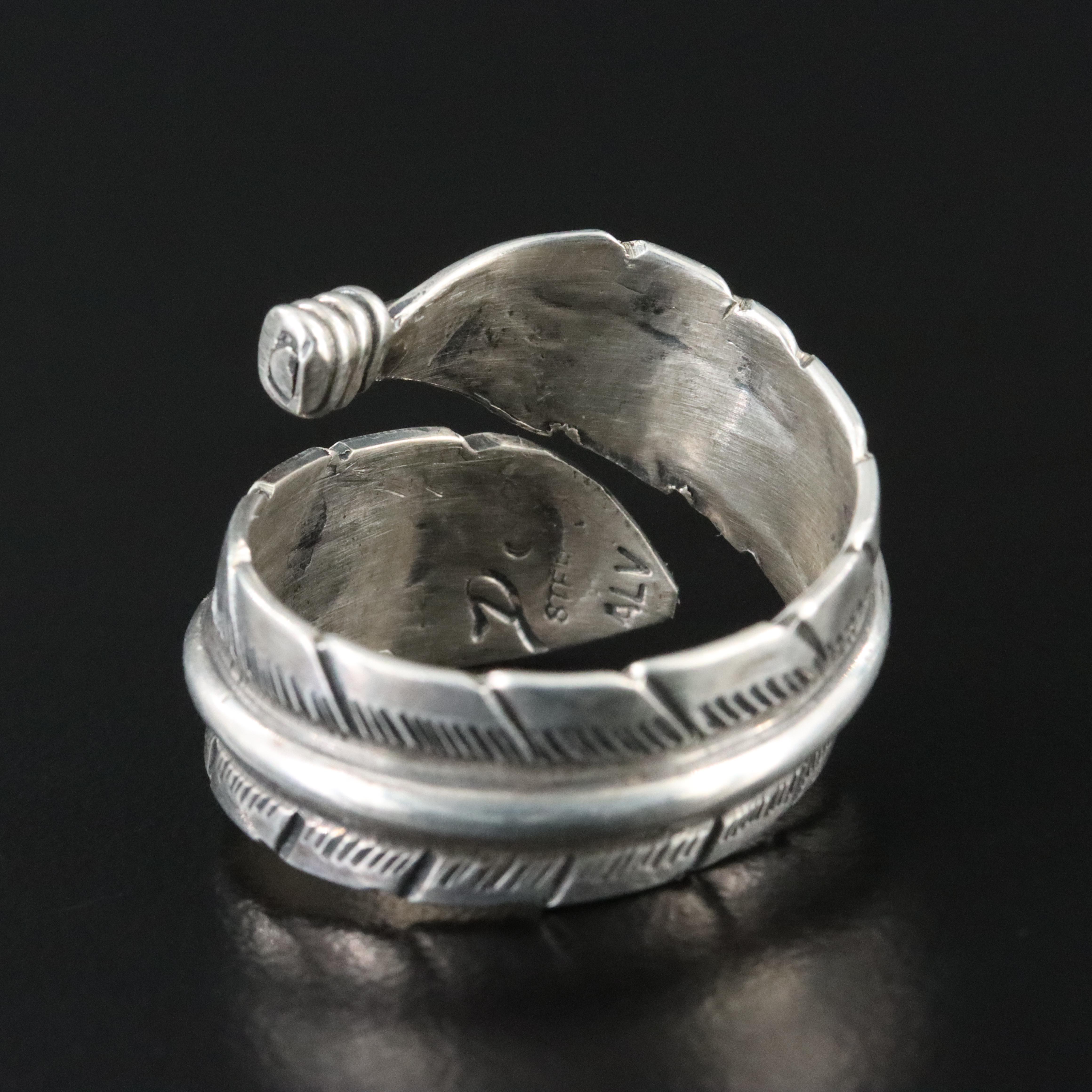 Joe Delgarito Navajo Diné Sterling Feather Bypass Ring